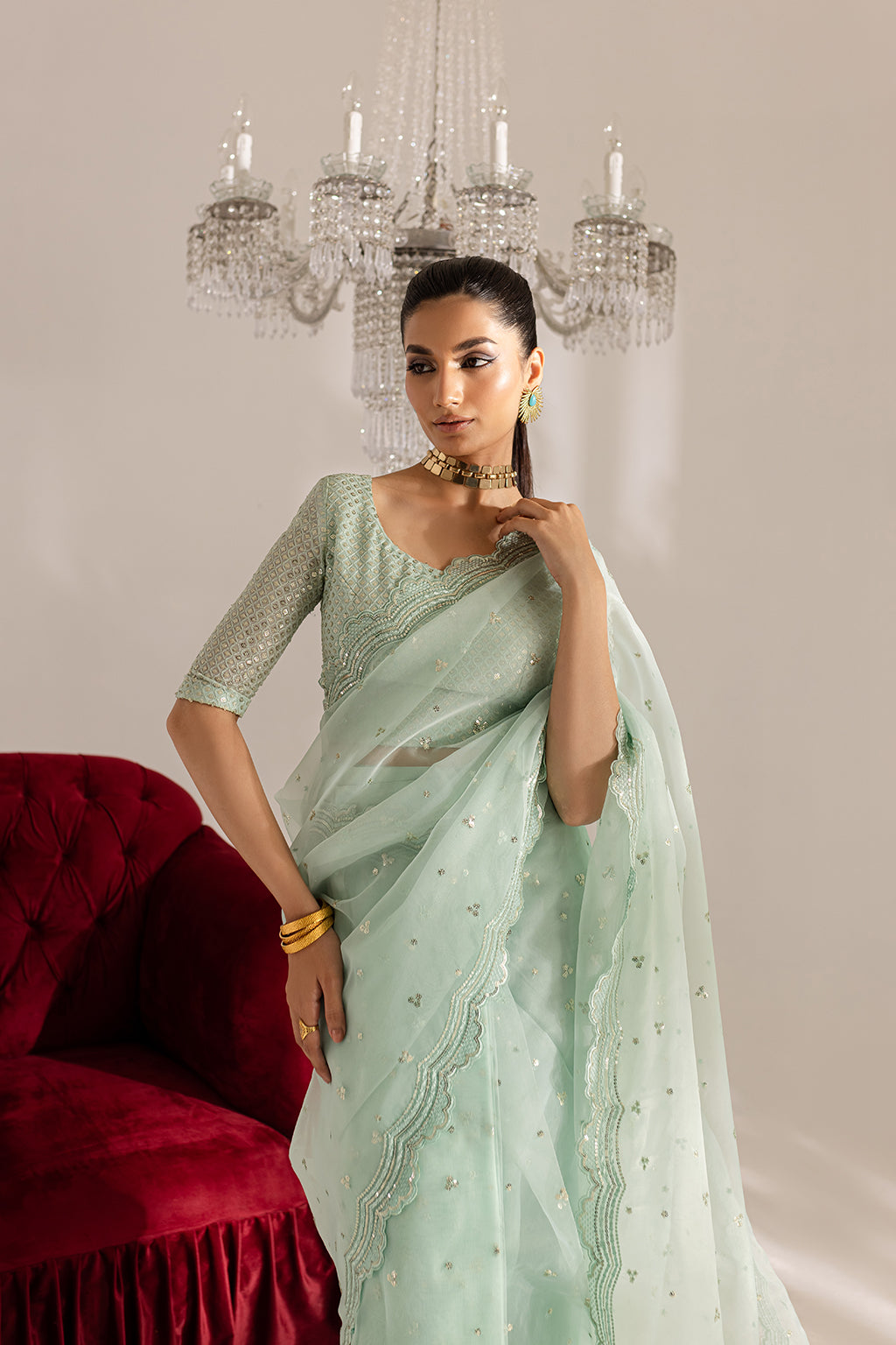 Vanya | Gulraz Formals | FF-56 M Pastel Mint Organza