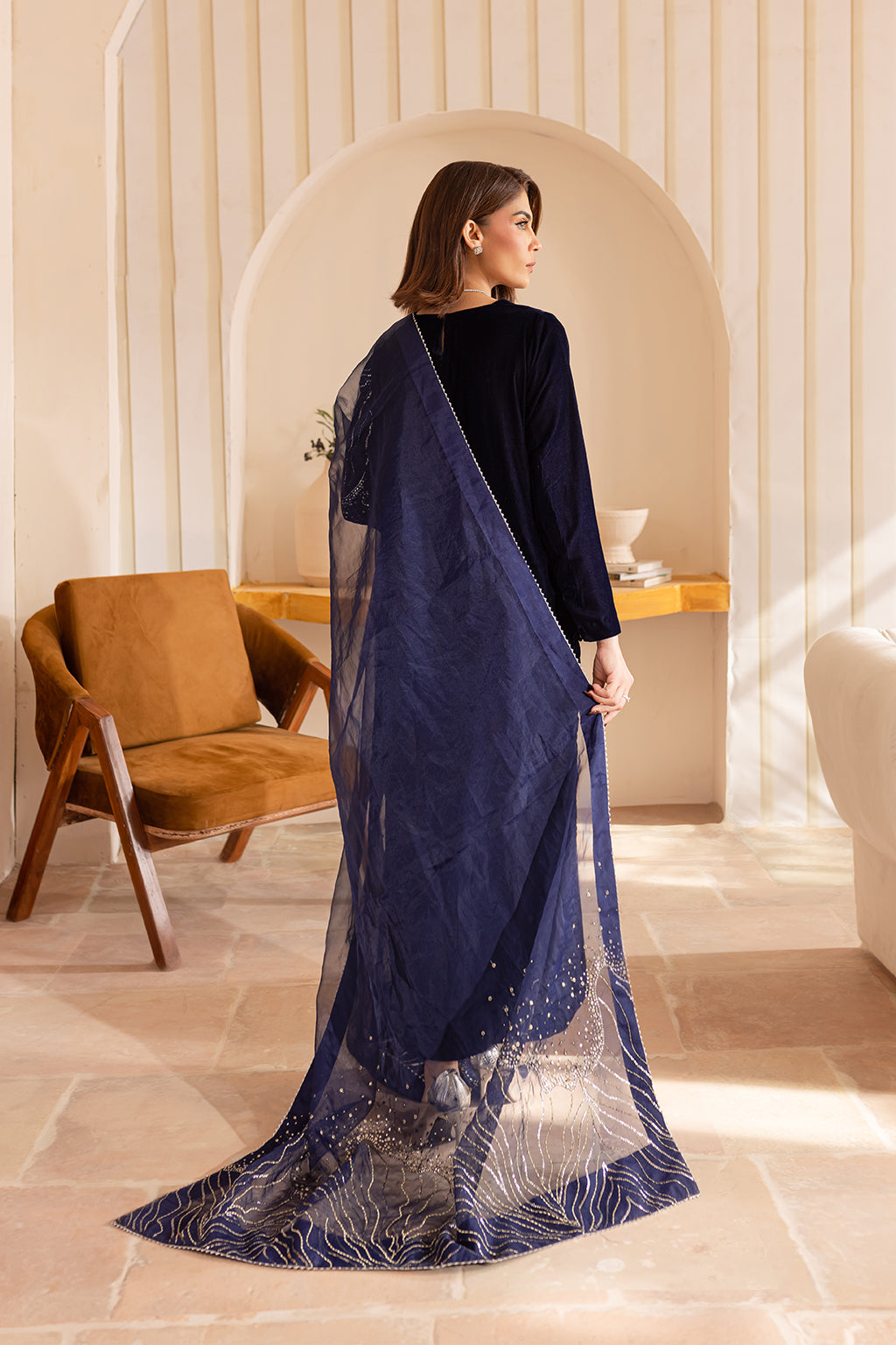 Vanya | Velvet Formals 24 | KV-50 XS Navy Blue Velvet