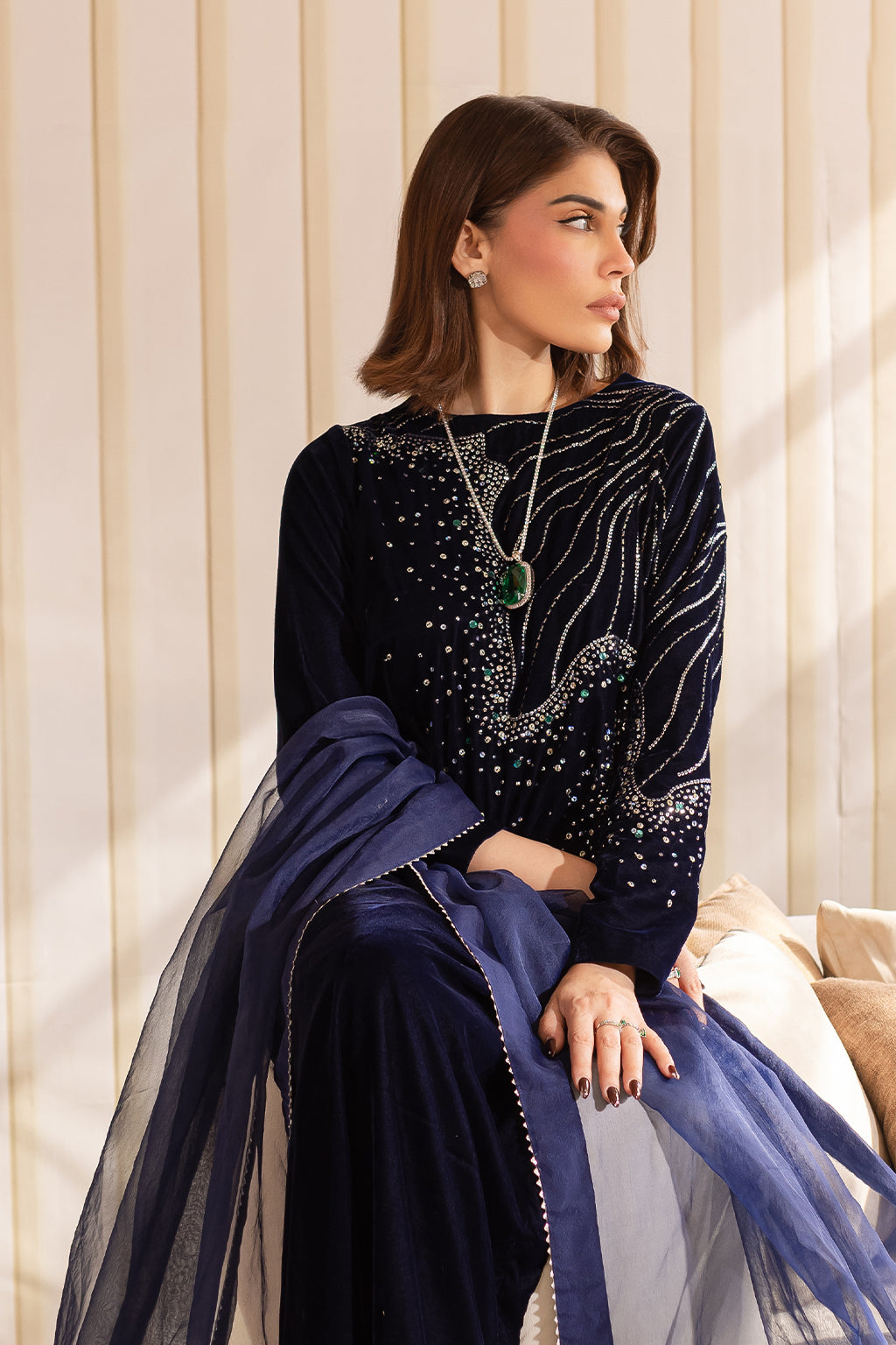 Vanya | Velvet Formals 24 | KV-50 L Navy Blue Velvet
