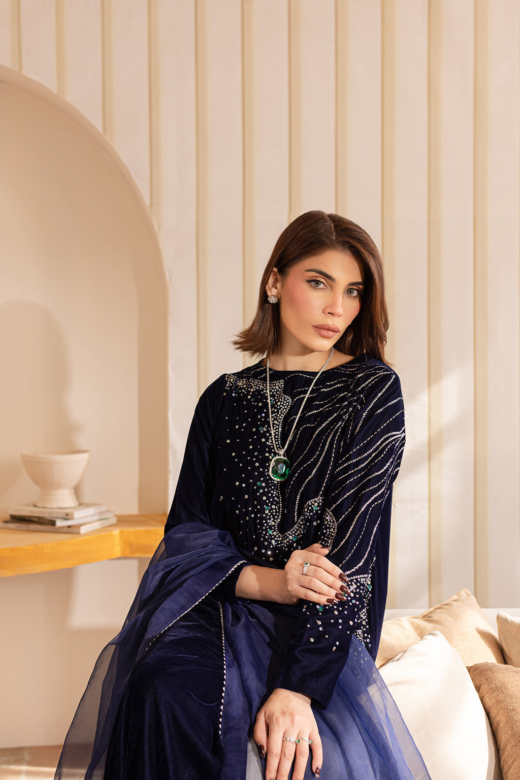 Vanya | Velvet Formals 24 | KV-50 M Navy Blue Velvet