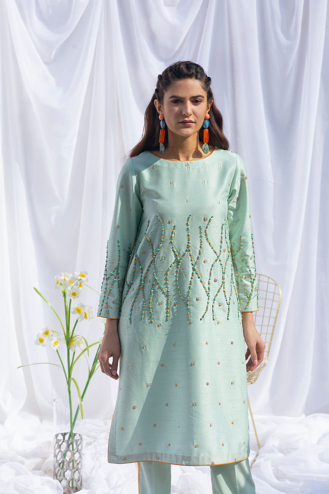 Hana | Viridity Ready to Wear | SWISS MINT-VRT-002 XS Light Blue Raw Silk