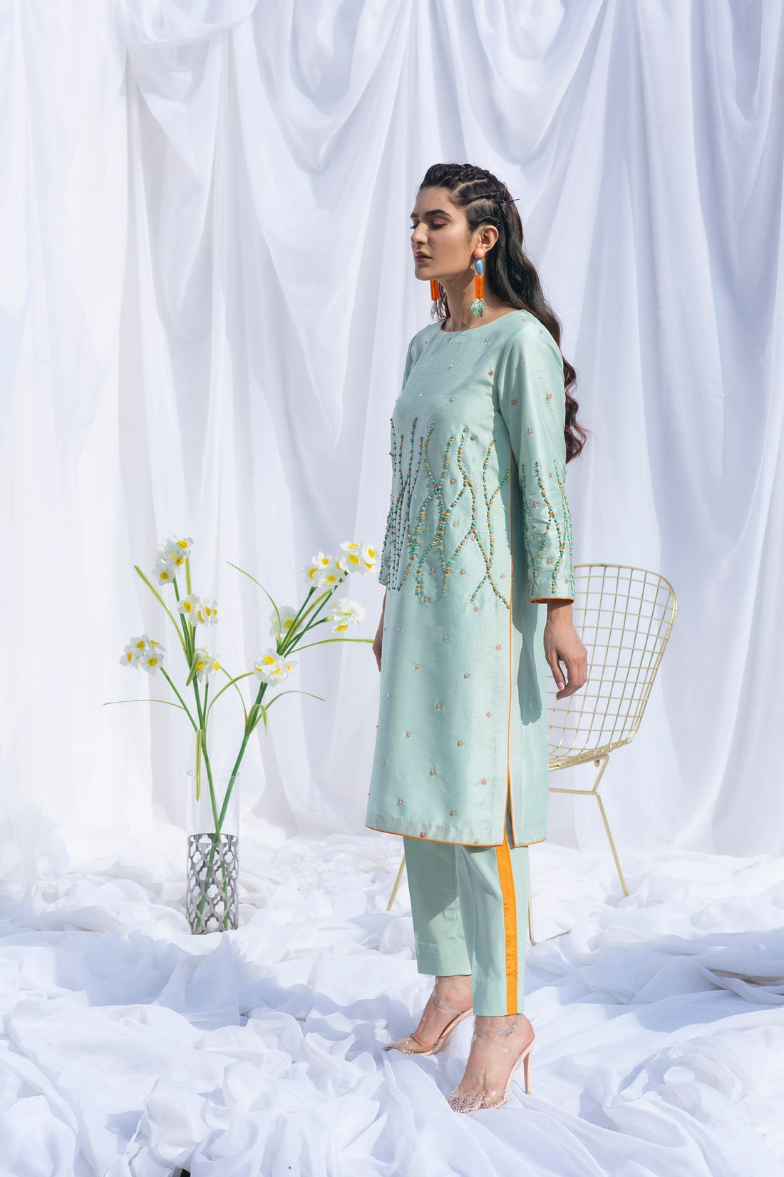 Hana | Viridity Ready to Wear | SWISS MINT-VRT-002 XS Light Blue Raw Silk