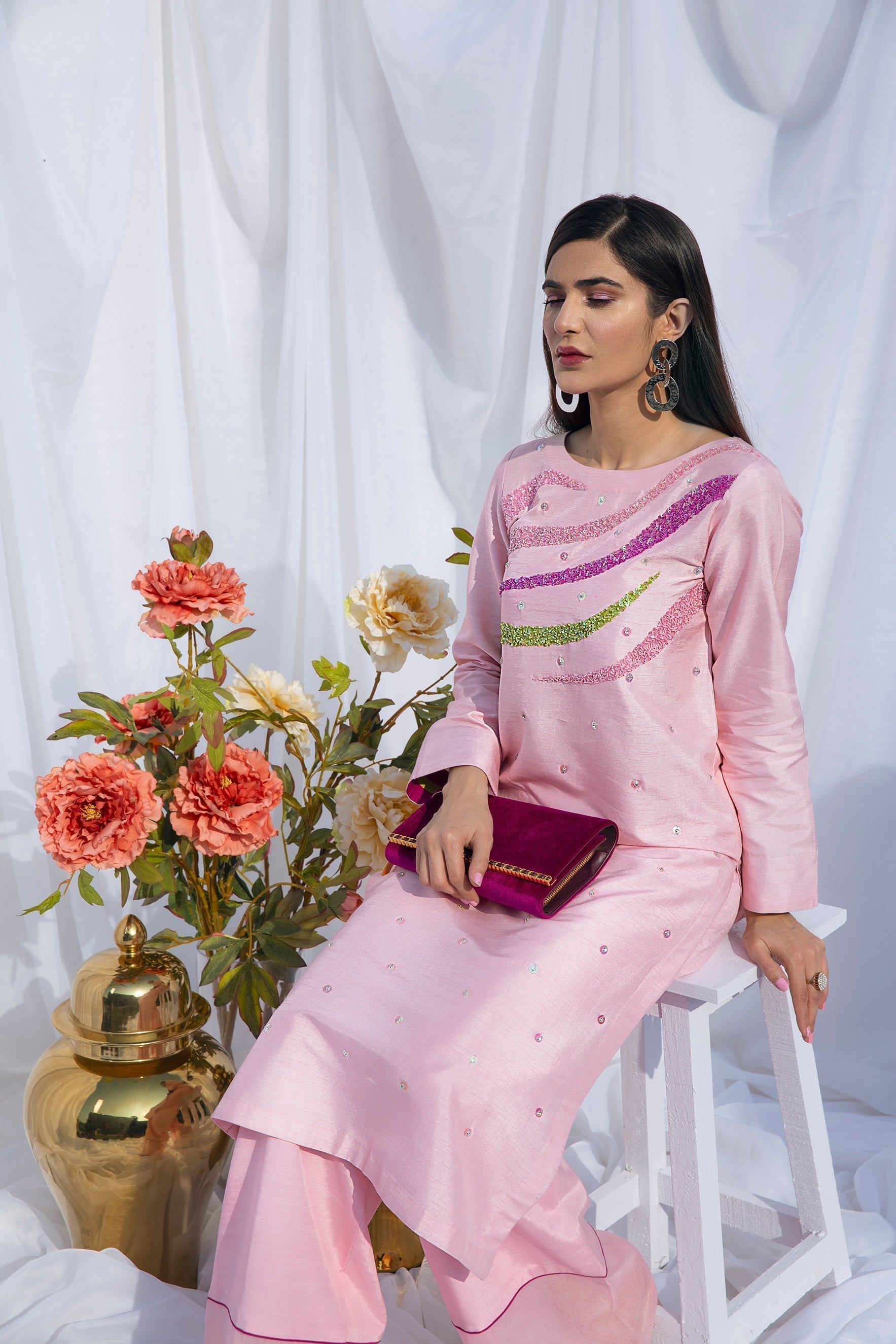 Hana | Viridity Ready to Wear | Curvy Candy-VRT-007 L Pink Raw Silk