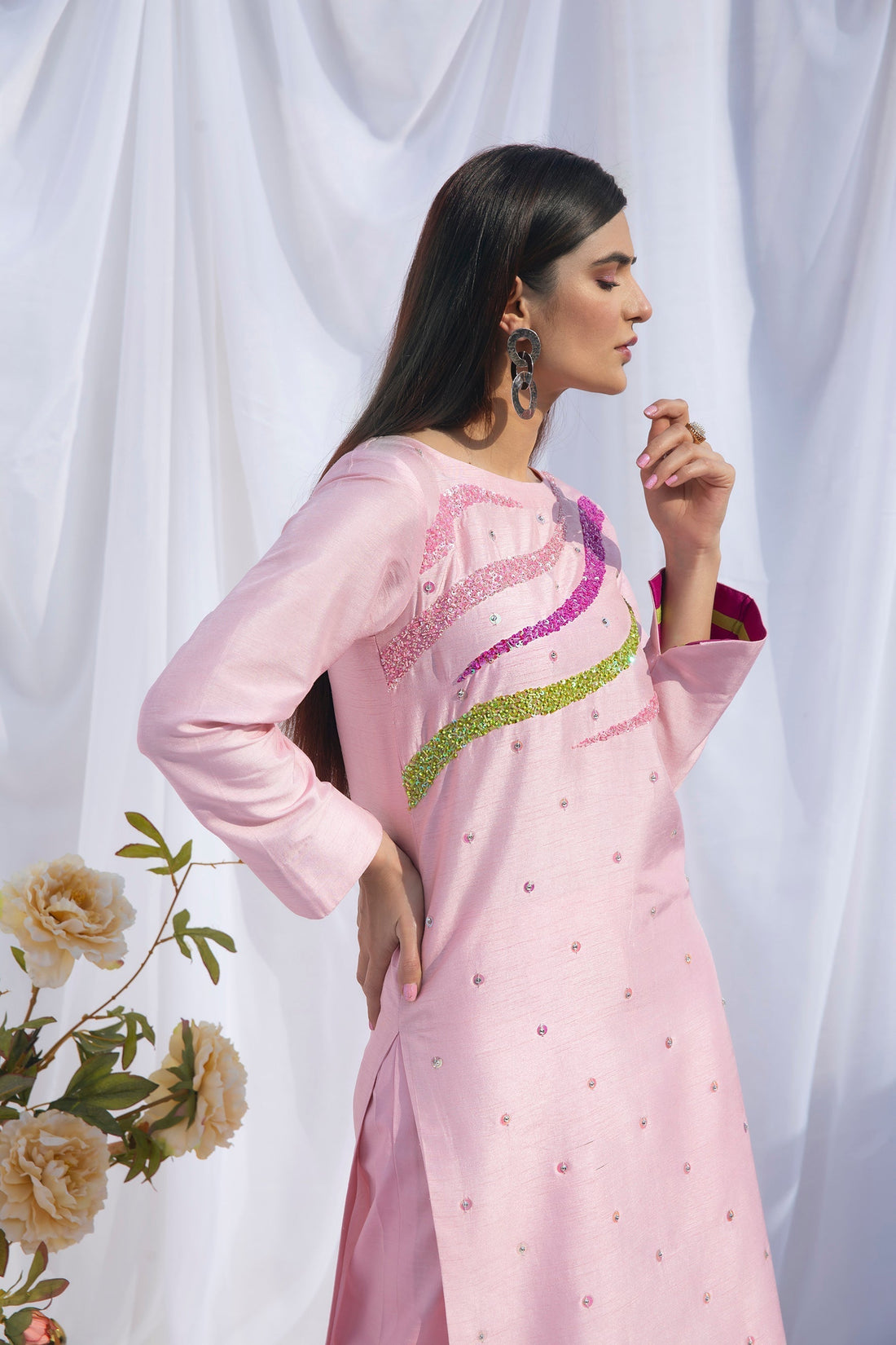 Hana | Viridity Ready to Wear | Curvy Candy-VRT-007 XS Pink Raw Silk