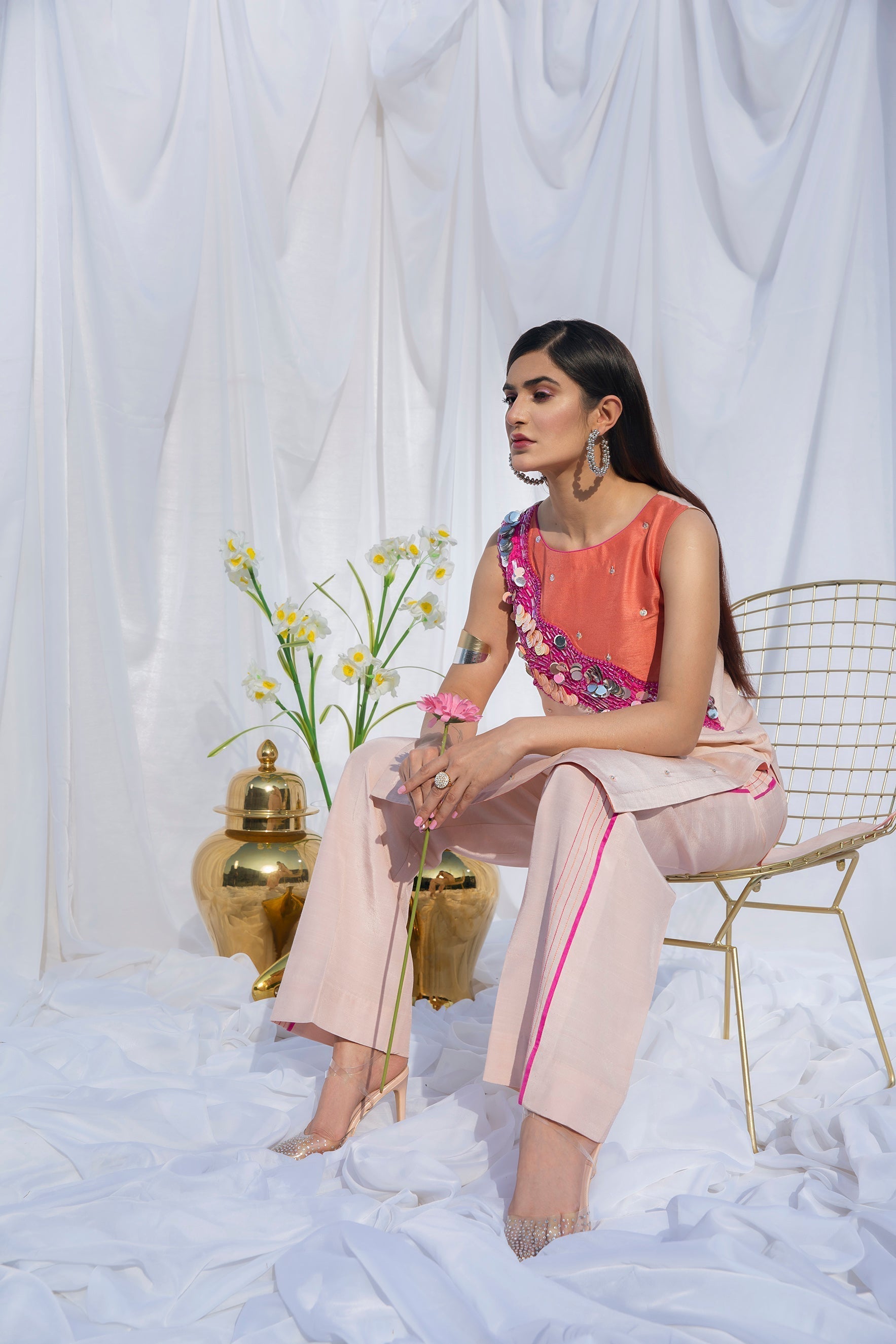 Hana | Viridity Ready to Wear | Carnation-VRT-003 S Pink Raw Silk