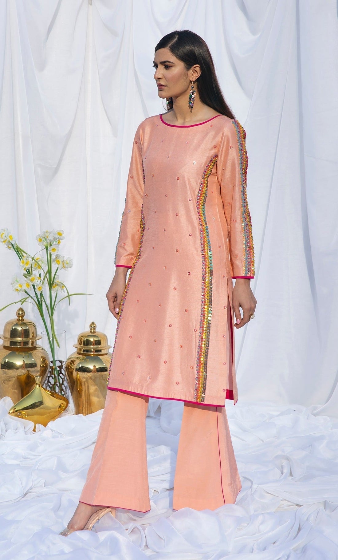 Hana | Viridity Ready to Wear | SALMON-VRT-001 XS Peach Raw Silk