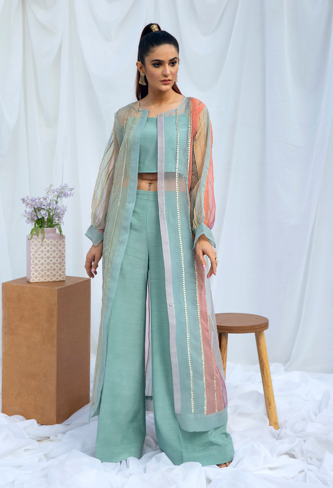 Hana | Viridity Ready to Wear | Island Teal -VRT-009 XS Ice Blue Raw Silk