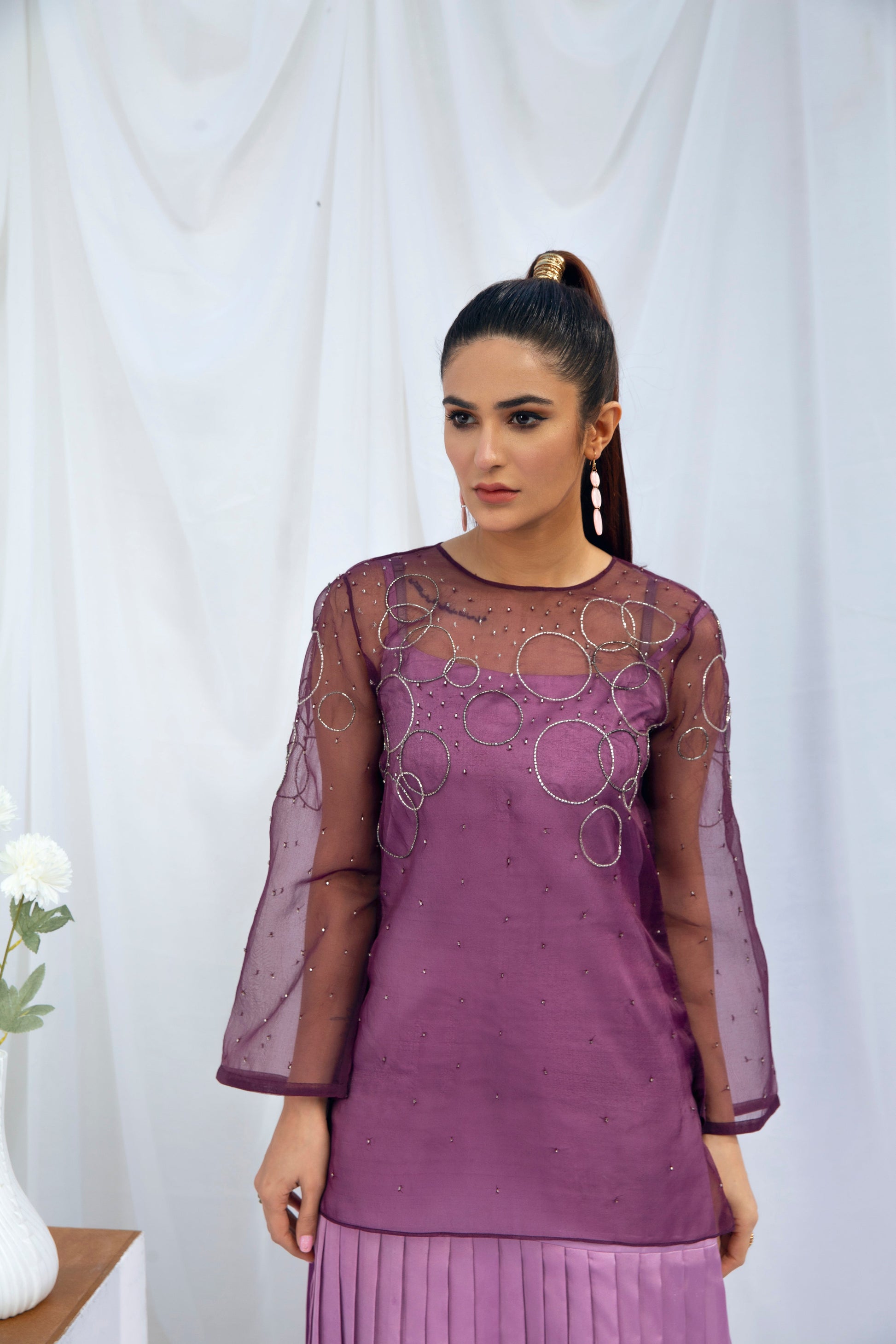 Hana | Viridity Ready to Wear | Peri-Winkle -VRT-010 XL Purple Organza