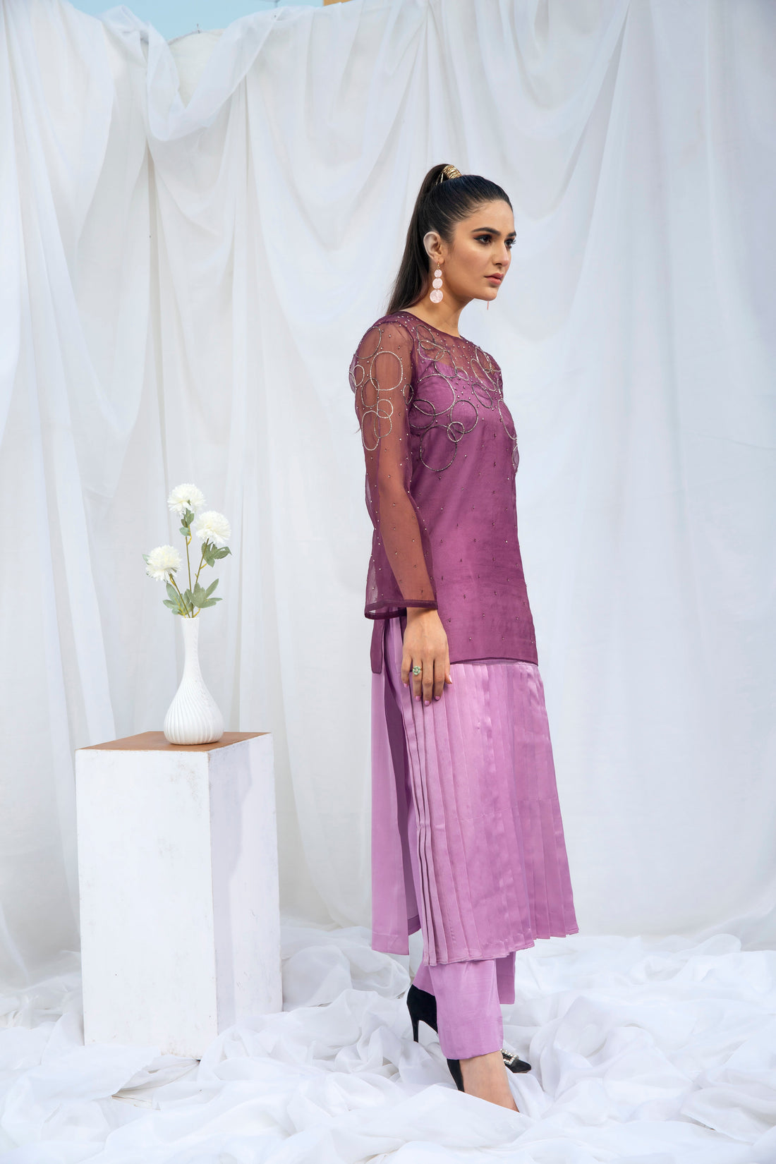 Hana | Viridity Ready to Wear | Peri-Winkle -VRT-010 XS Purple Organza