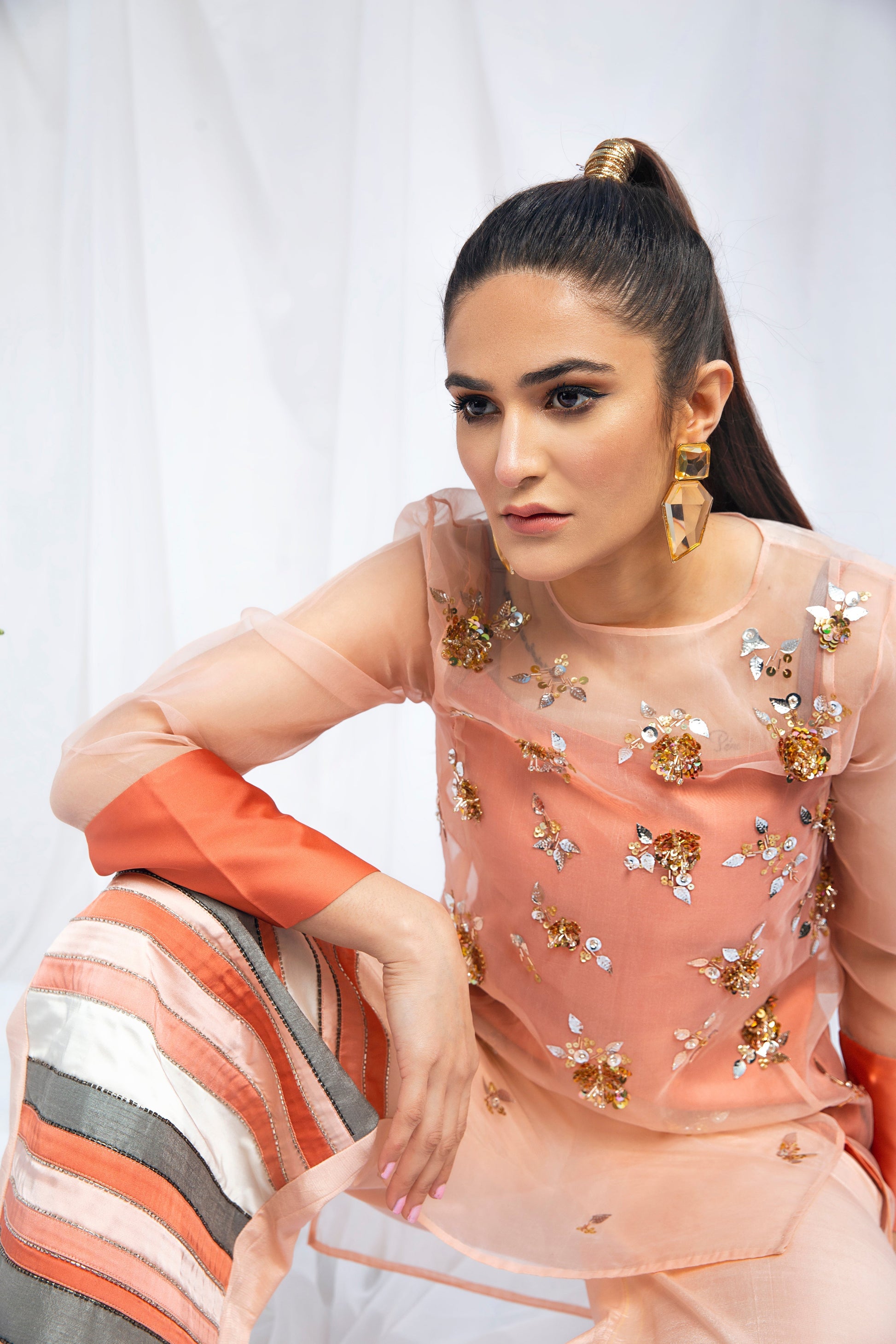 Hana | Viridity Ready to Wear | Tiffany-VRT-005 M Peach Pink Organza