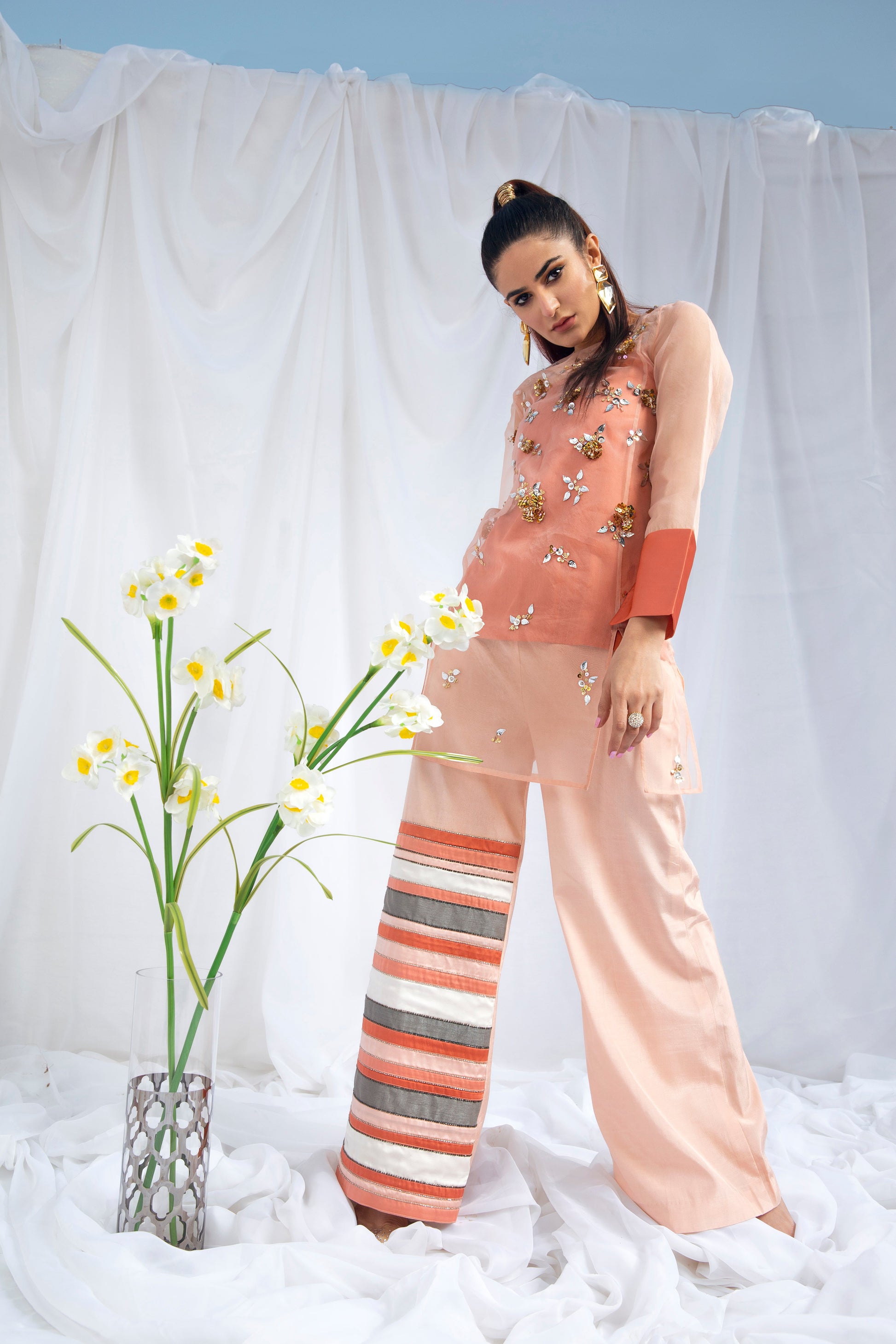 Hana | Viridity Ready to Wear | Tiffany-VRT-005 XL Peach Pink Organza