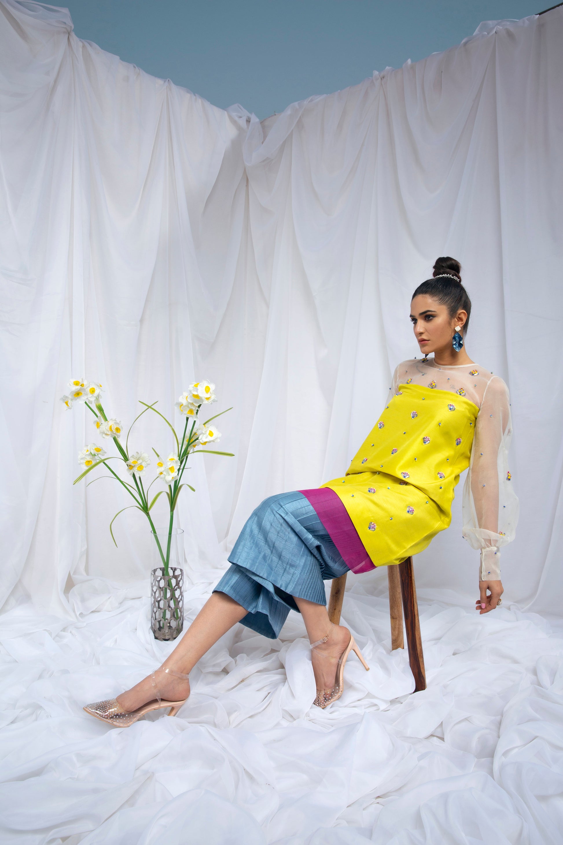 Hana | Viridity Ready to Wear | Citrus Twist -VRT-011 L Yellow Raw Silk