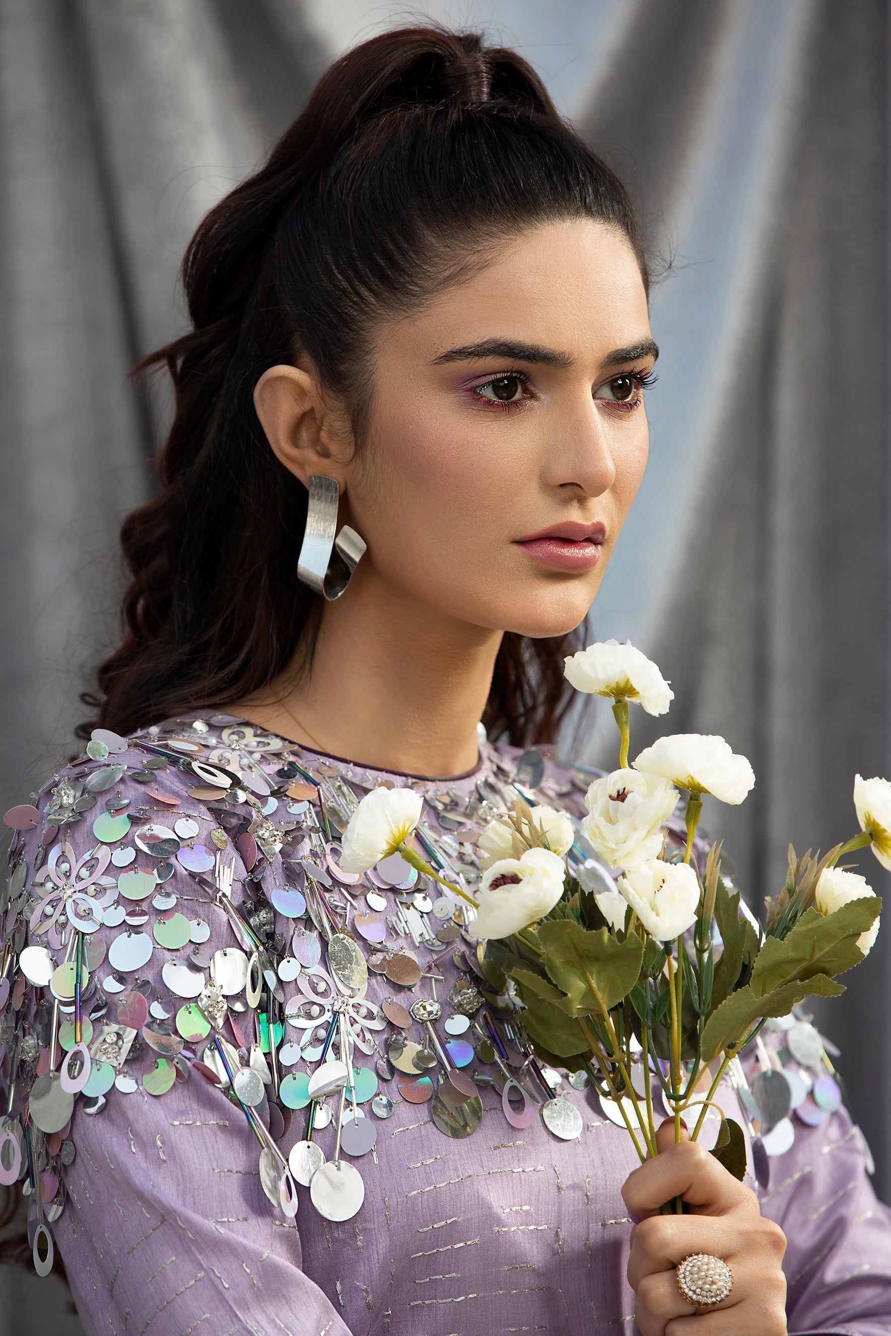 Hana | Viridity Ready to Wear | Opera-VRT-004 M Lavender Raw Silk