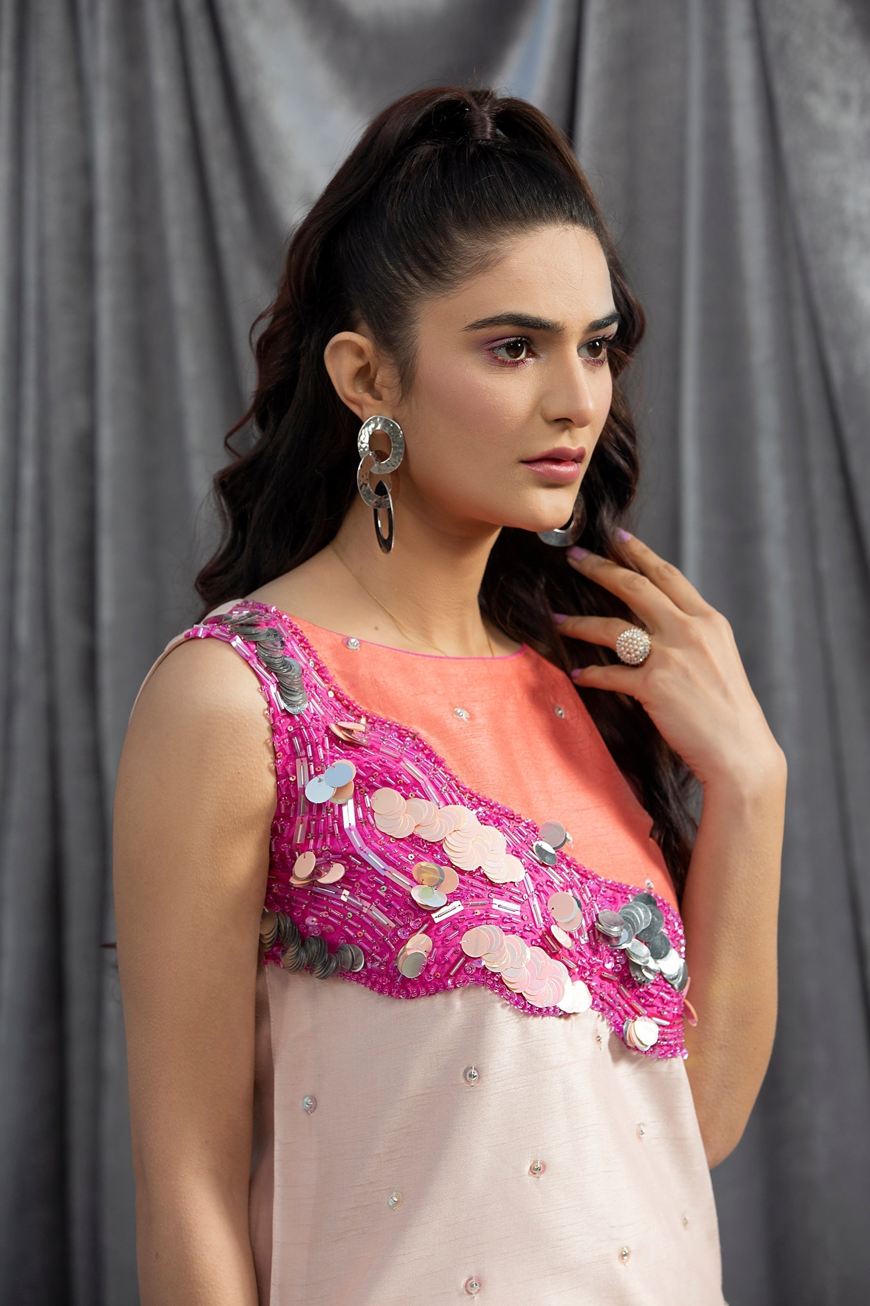 Hana | Viridity Ready to Wear | Carnation-VRT-003 M Pink Raw Silk
