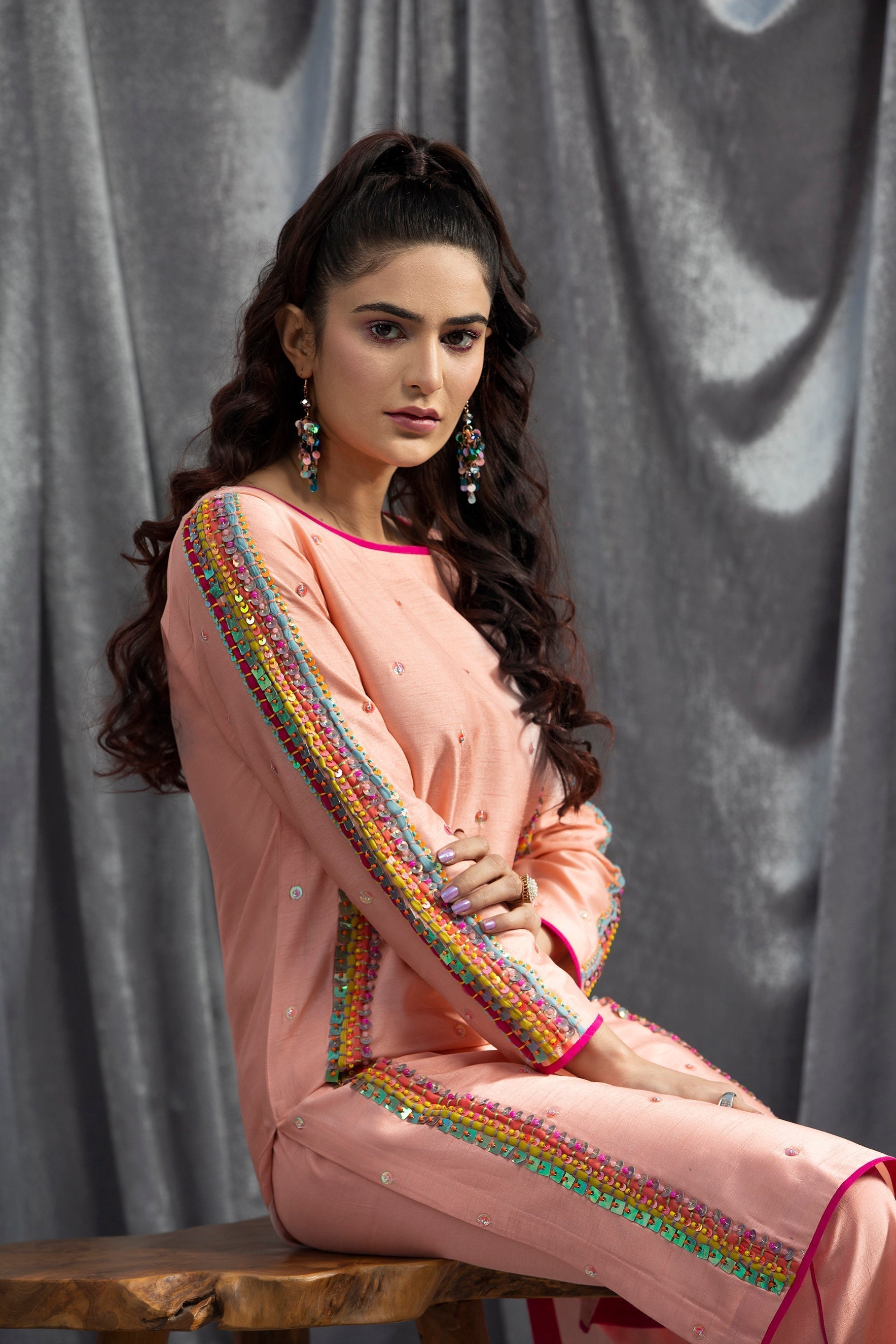 Hana | Viridity Ready to Wear | SALMON-VRT-001 M Peach Raw Silk