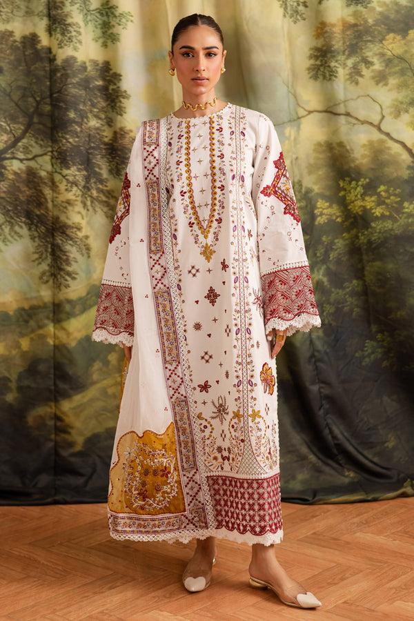 Marjjan | Guzel Lawn | SMC 207-A (White) - Pakistani Designer Dress - by Marjjan - Type : Ladies Clothes - 100% Original at Saira Sultan