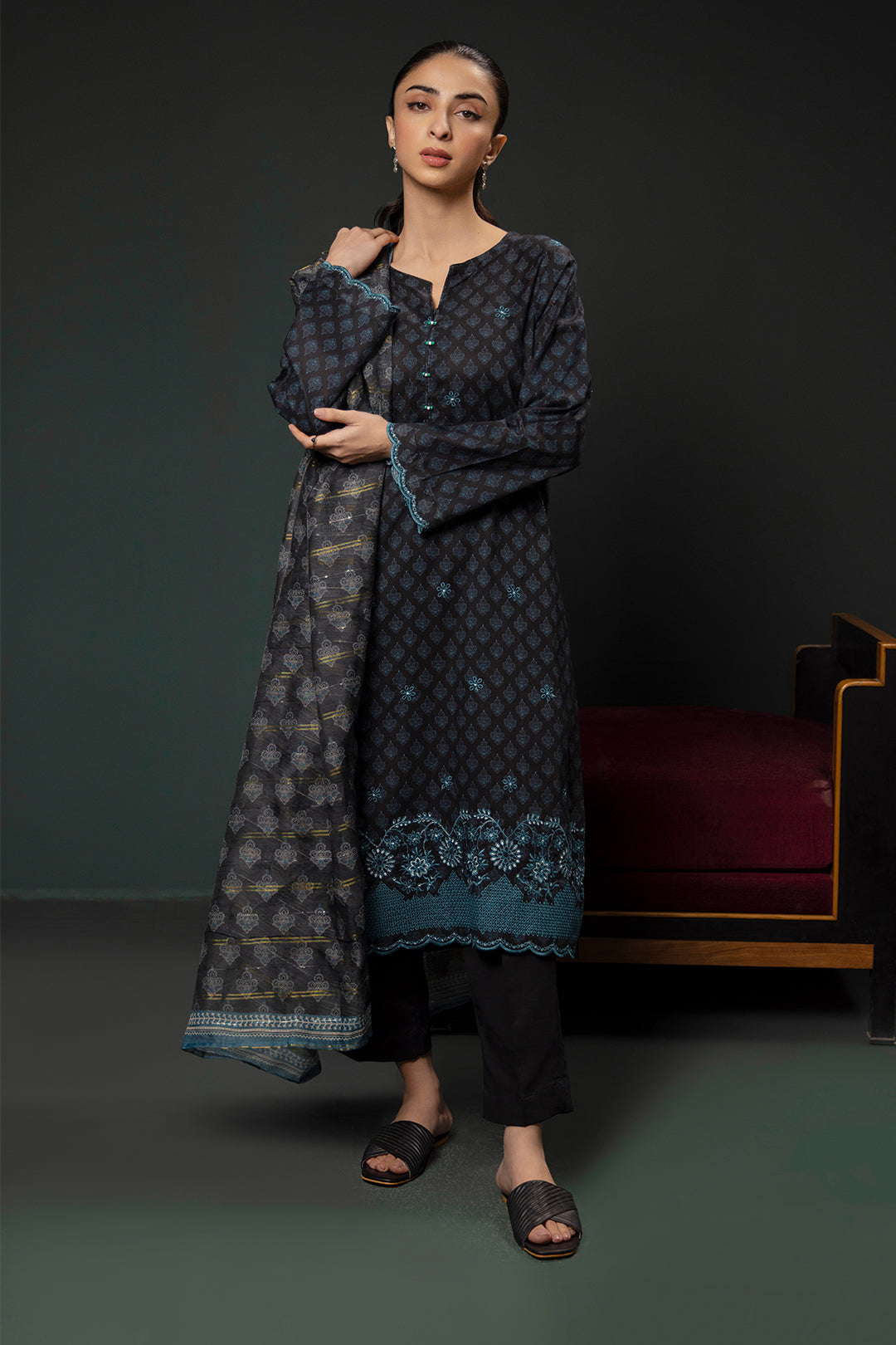 Zellbury | Summer Pret | Embroidered Kurta Dupatta Trouser - 2835