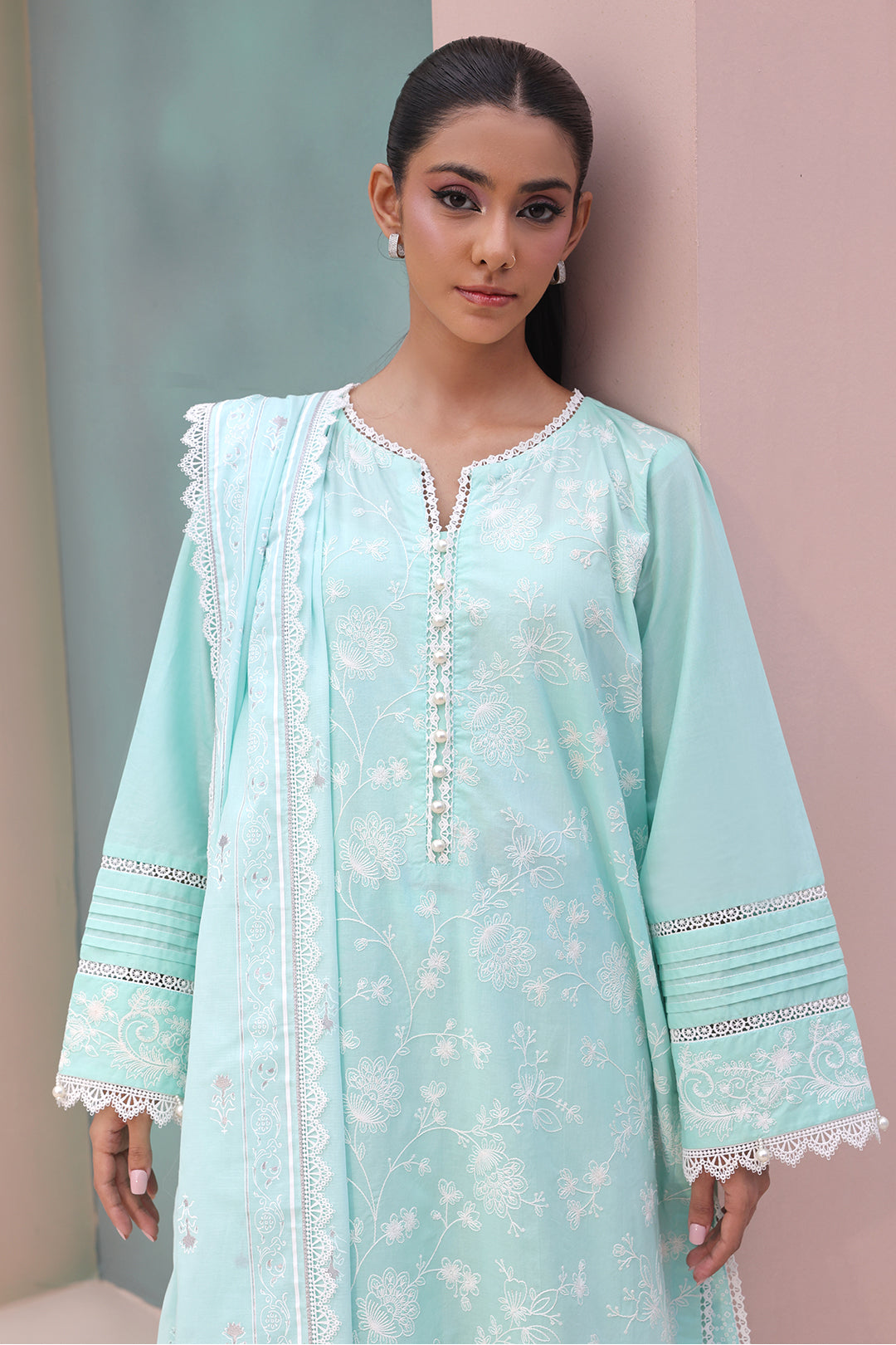 Zellbury | Unstitched 3 Piece Cambric | Embroidered Shirt Shalwar Dupatta - 0073