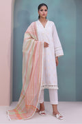 Zellbury | Unstitched 3 Piece Chambray | Embroidered Shirt Shalwar Dupatta - 0078