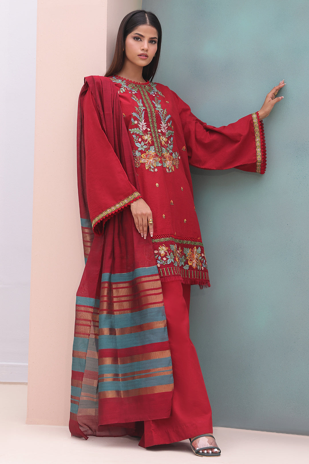 Zellbury | Unstitched 3 Piece Cambric | Embroidered Shirt Shalwar Dupatta - 0083