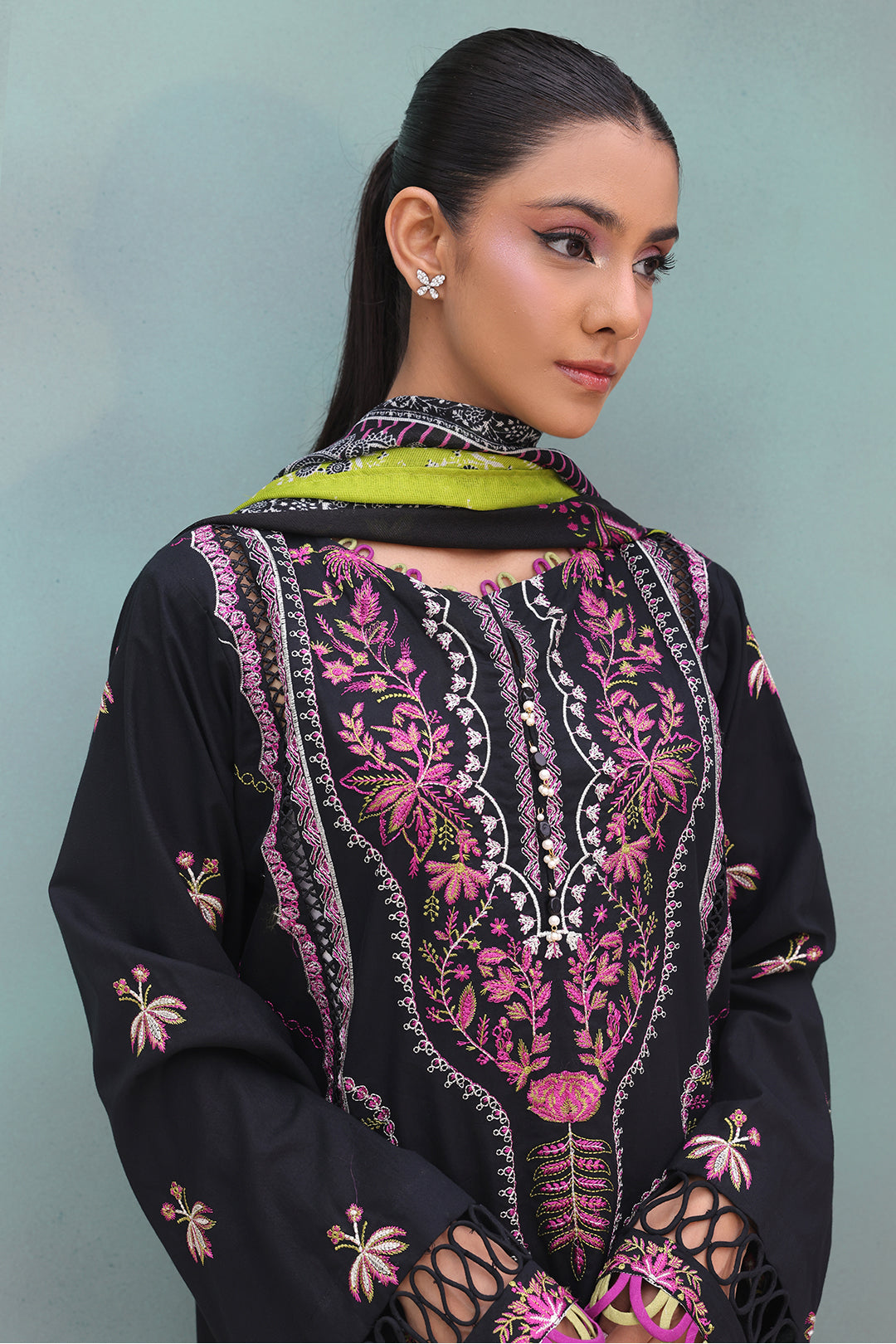 Zellbury | Unstitched 3 Piece Chambray | Embroidered Shirt Shalwar Dupatta - 0148 Default Title