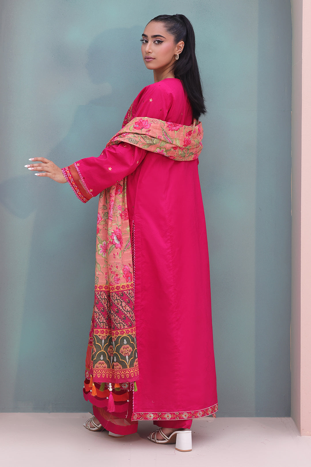 Zellbury | Unstitched 3 Piece Cambric | Embroidered Shirt Shalwar Dupatta - 0151