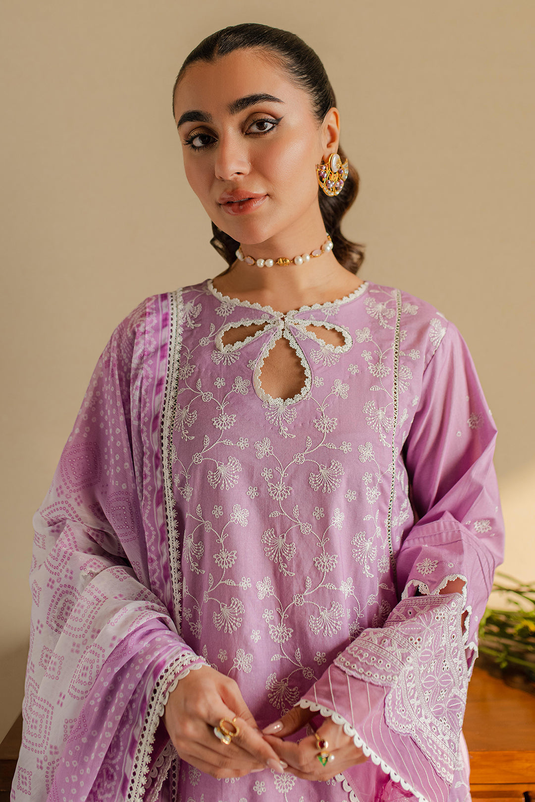 Zellbury | Unstitched 3 Piece Chikankari | Embroidered Shirt Shalwar Dupatta - 0703 Default Title