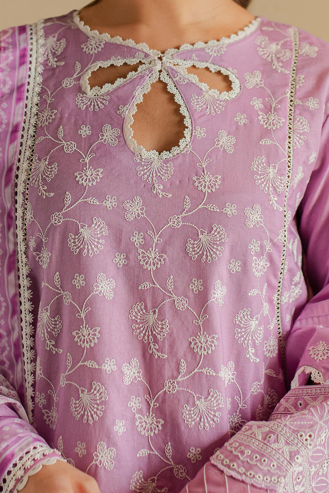 Zellbury | Unstitched 3 Piece Chikankari | Embroidered Shirt Shalwar Dupatta - 0703