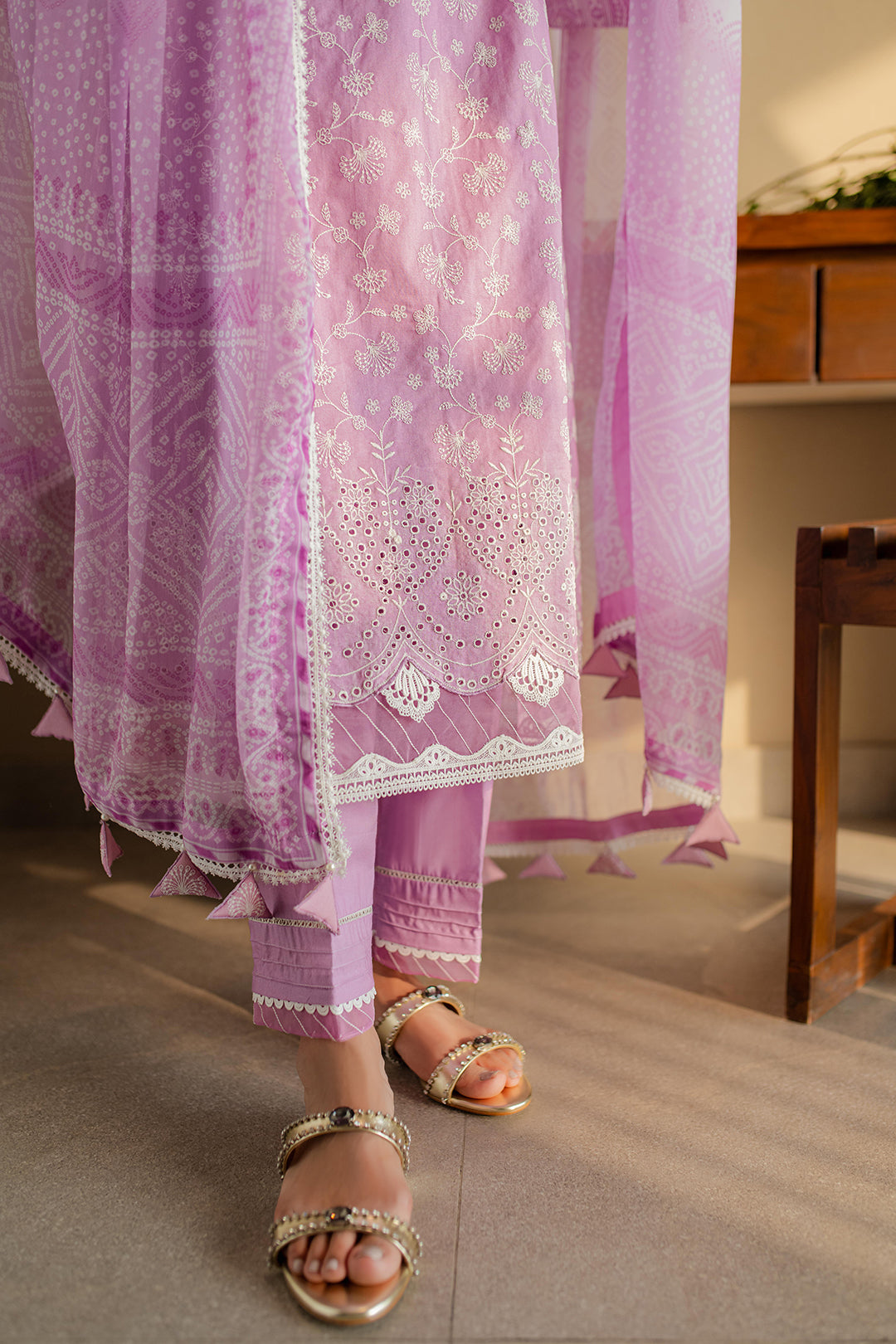 Zellbury | Unstitched 3 Piece Chikankari | Embroidered Shirt Shalwar Dupatta - 0703