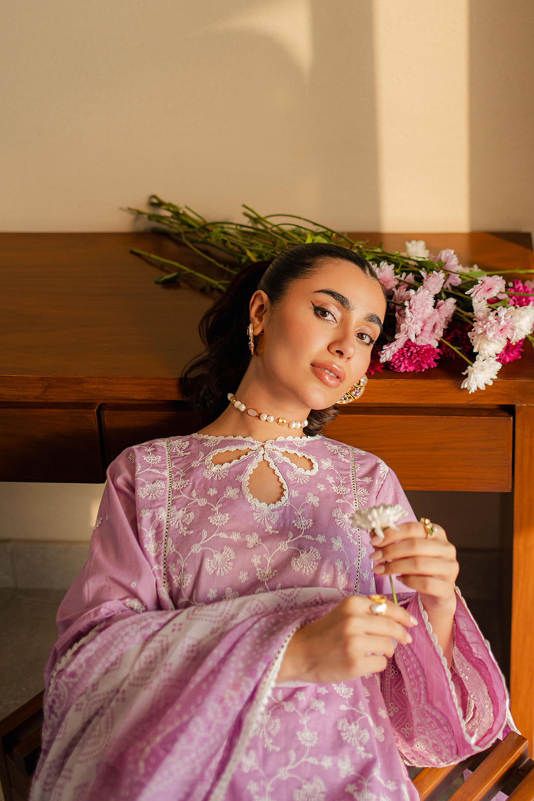 Zellbury | Unstitched 3 Piece Chikankari | Embroidered Shirt Shalwar Dupatta - 0703