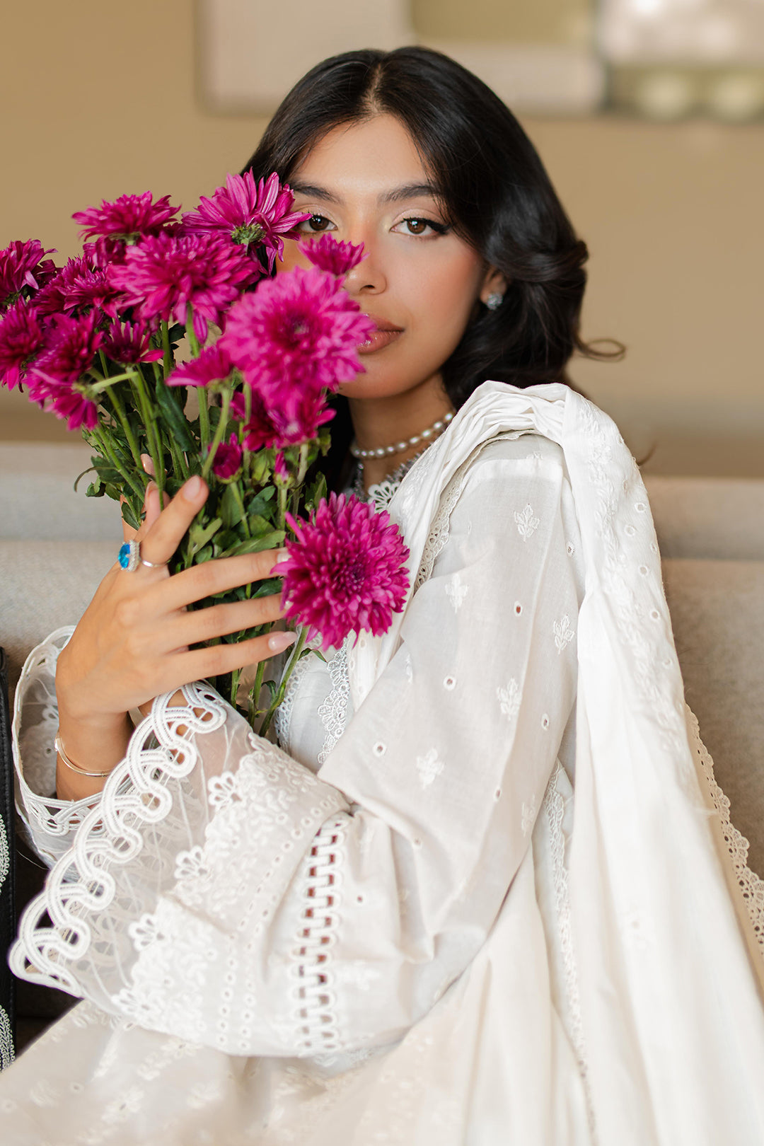 Zellbury | Unstitched 3 Piece Chikankari | Embroidered Shirt Shalwar Dupatta - 0704