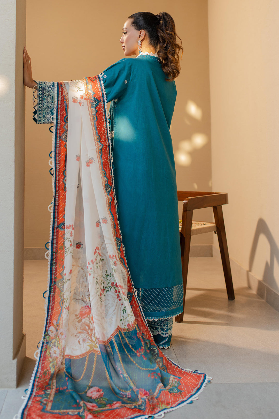 Zellbury | Unstitched 3 Piece Chikankari | Embroidered Shirt Shalwar Dupatta - 0705