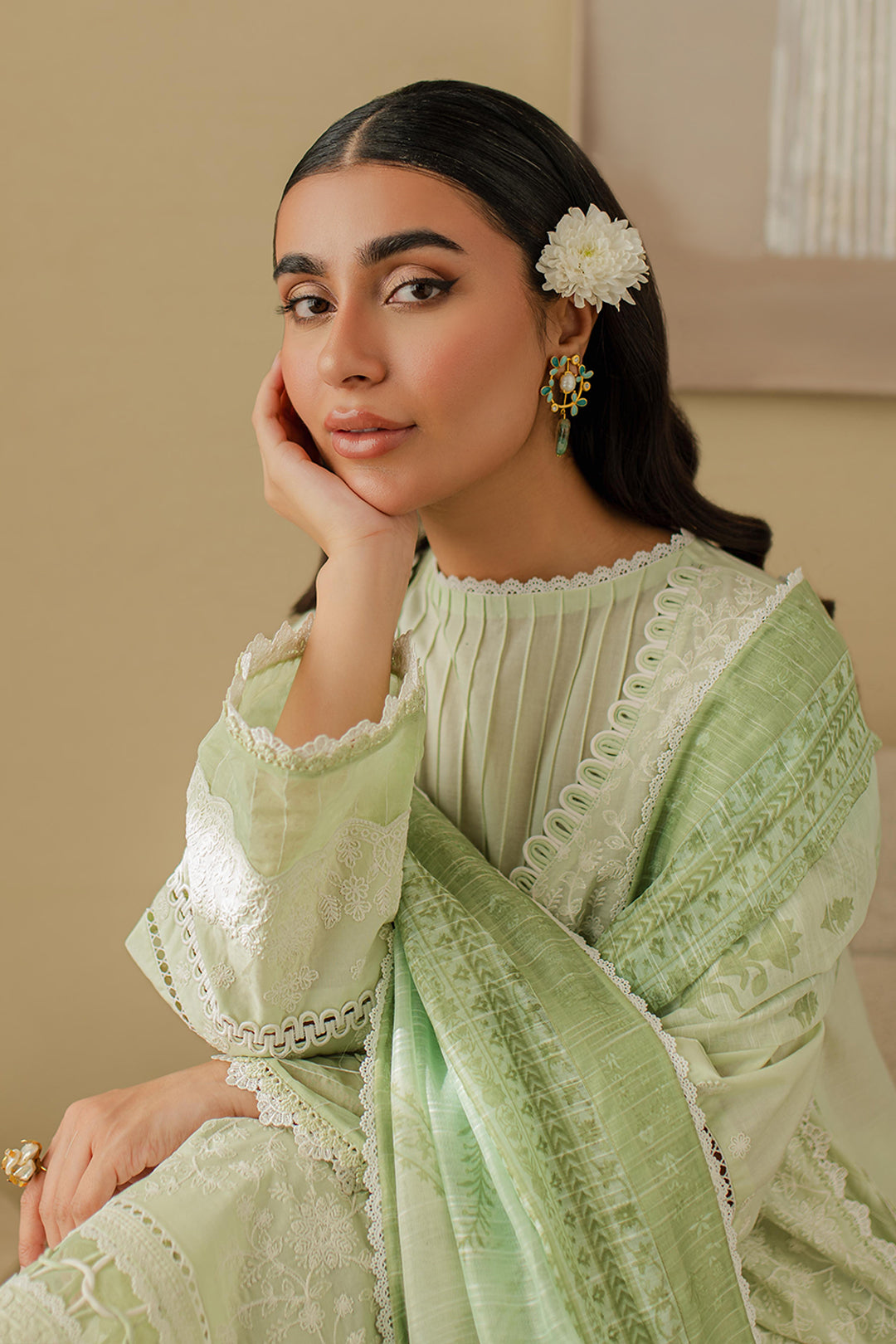 Zellbury | Unstitched 3 Piece Chikankari | Embroidered Shirt Shalwar Dupatta - 0706