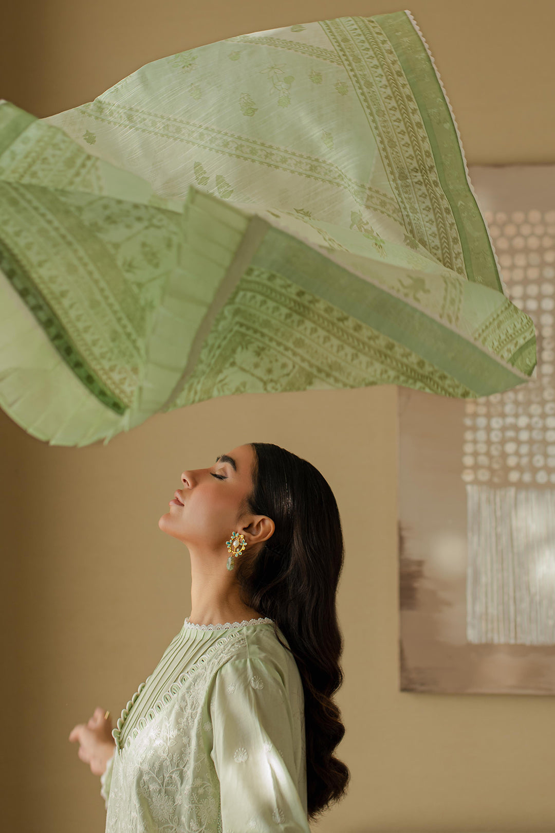 Zellbury | Unstitched 3 Piece Chikankari | Embroidered Shirt Shalwar Dupatta - 0706