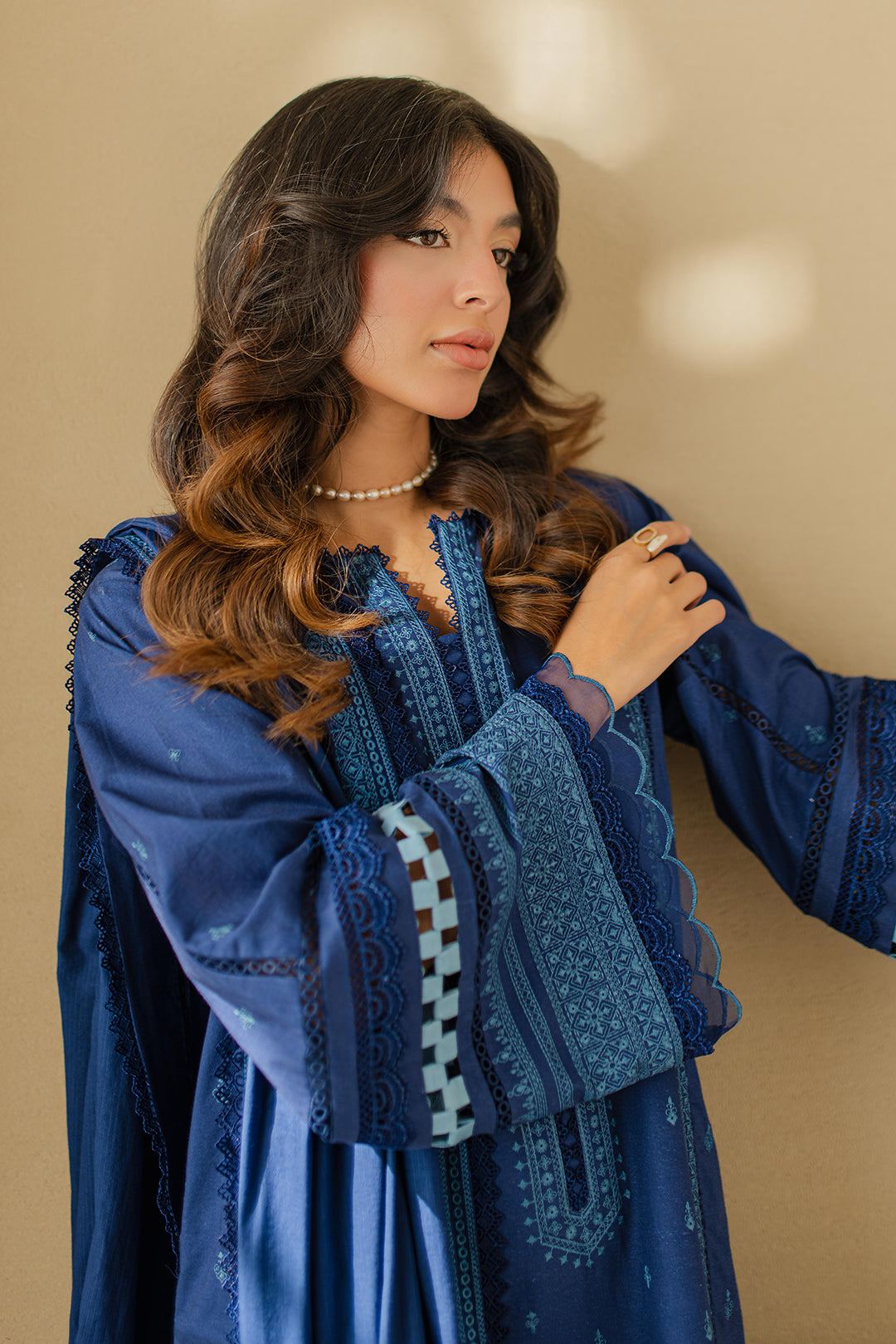 Zellbury | Unstitched 3 Piece Chikankari | Embroidered Shirt Shalwar Dupatta - 0711