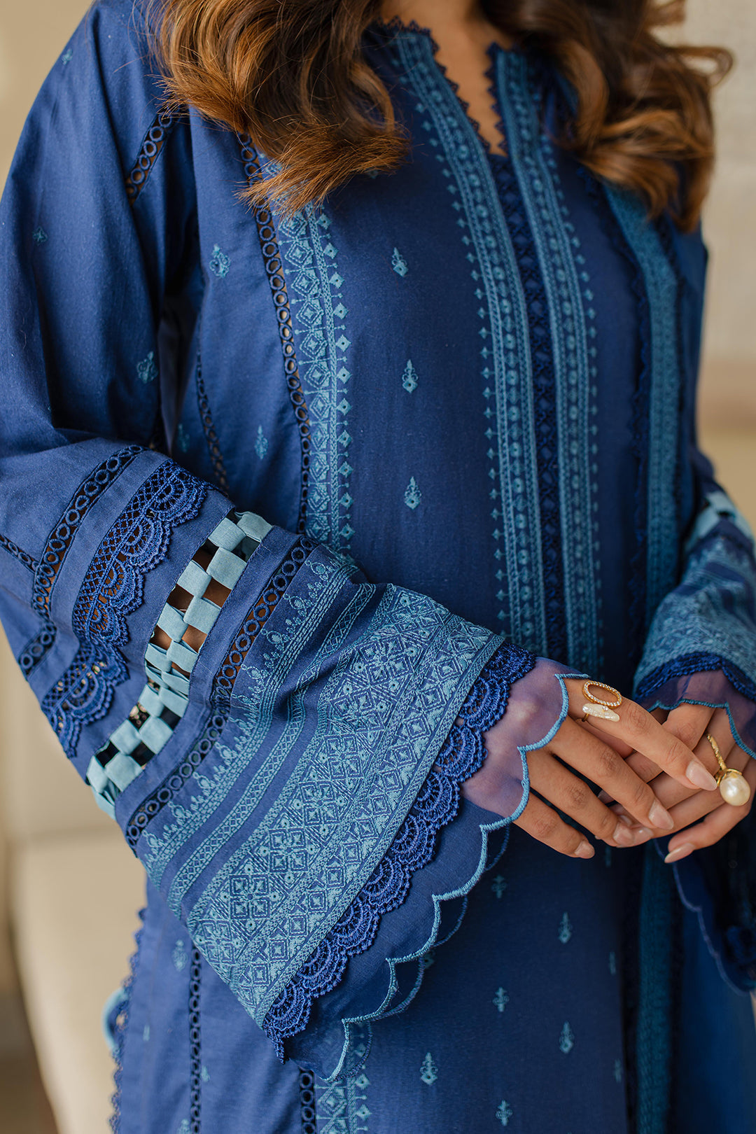Zellbury | Unstitched 3 Piece Chikankari | Embroidered Shirt Shalwar Dupatta - 0711