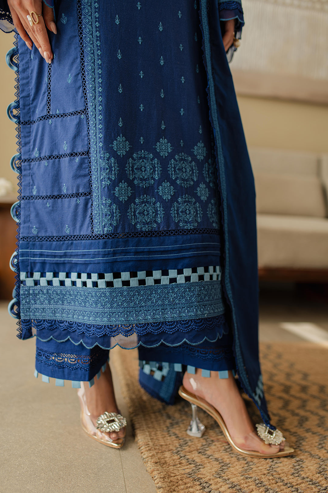 Zellbury | Unstitched 3 Piece Chikankari | Embroidered Shirt Shalwar Dupatta - 0711