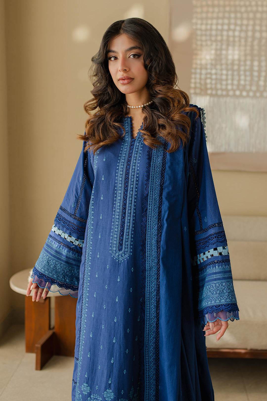 Zellbury | Unstitched 3 Piece Chikankari | Embroidered Shirt Shalwar Dupatta - 0711