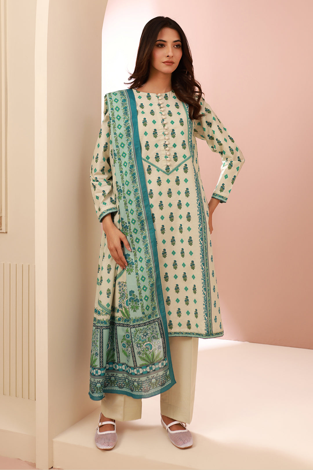 Zellbury | Unstitched 2 Piece Cambric | Shirt Dupatta - 0606