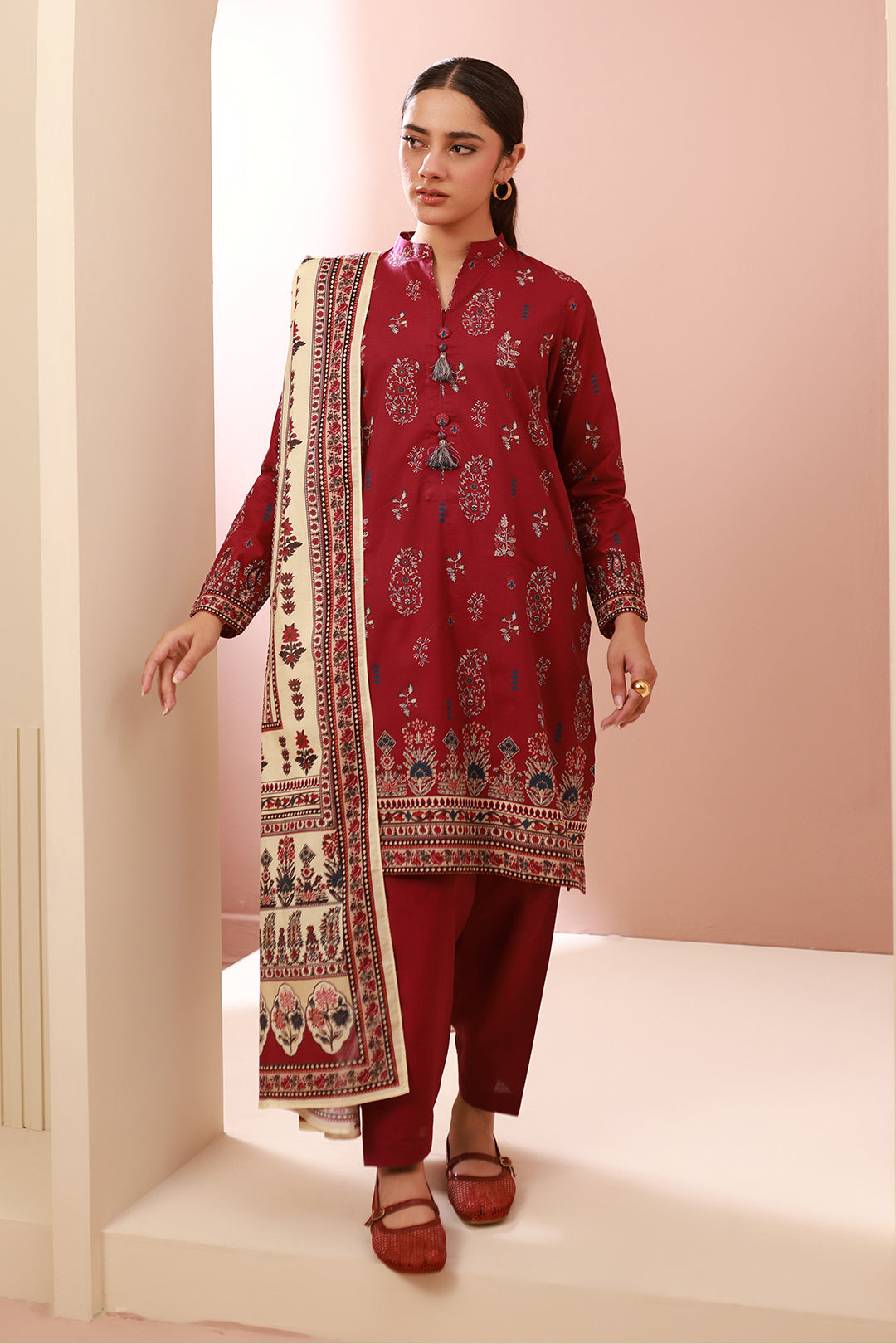 Zellbury | Unstitched 3 Piece Cambric | Shirt Shalwar Dupatta - 0625