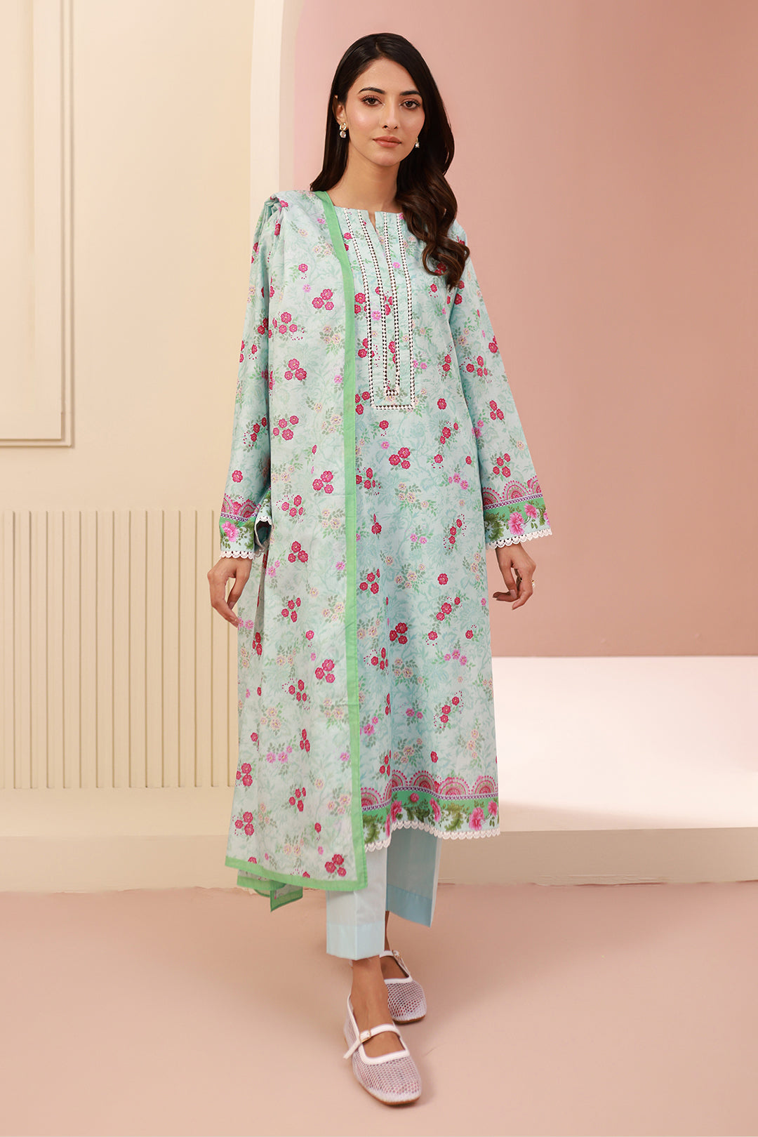 Zellbury | Unstitched 3 Piece Cambric | Shirt Shalwar Dupatta - 0629