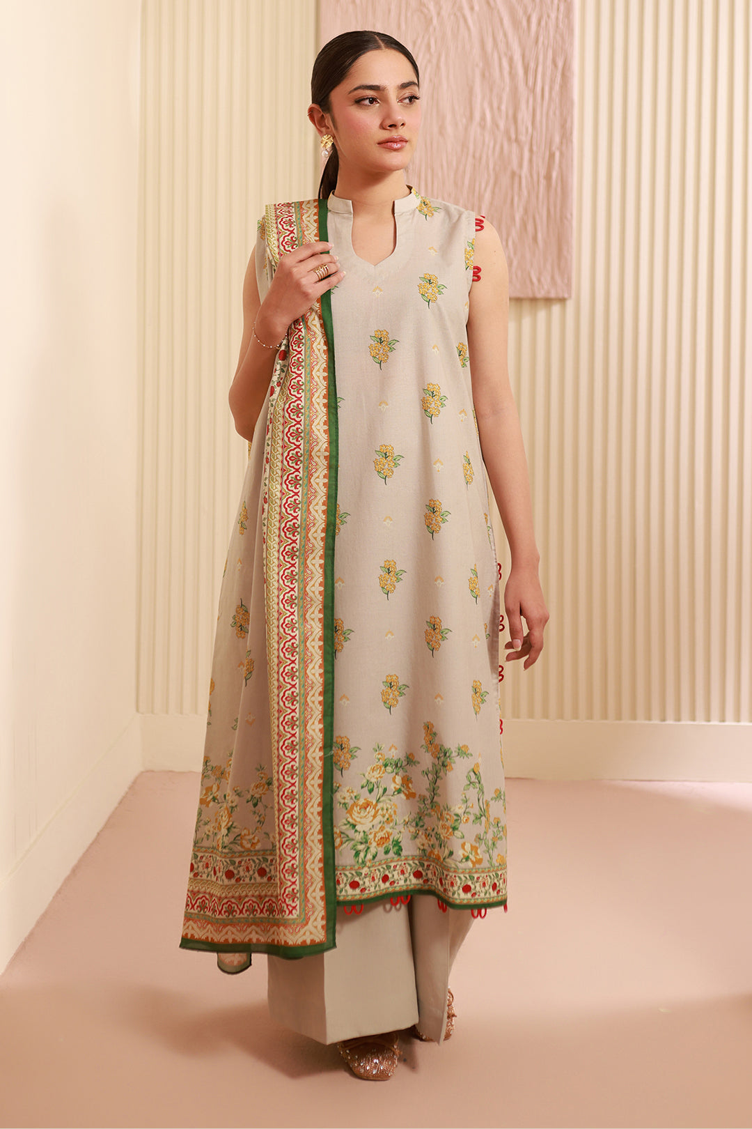 Zellbury | Unstitched 3 Piece Cambric | Shirt Shalwar Dupatta - 0633