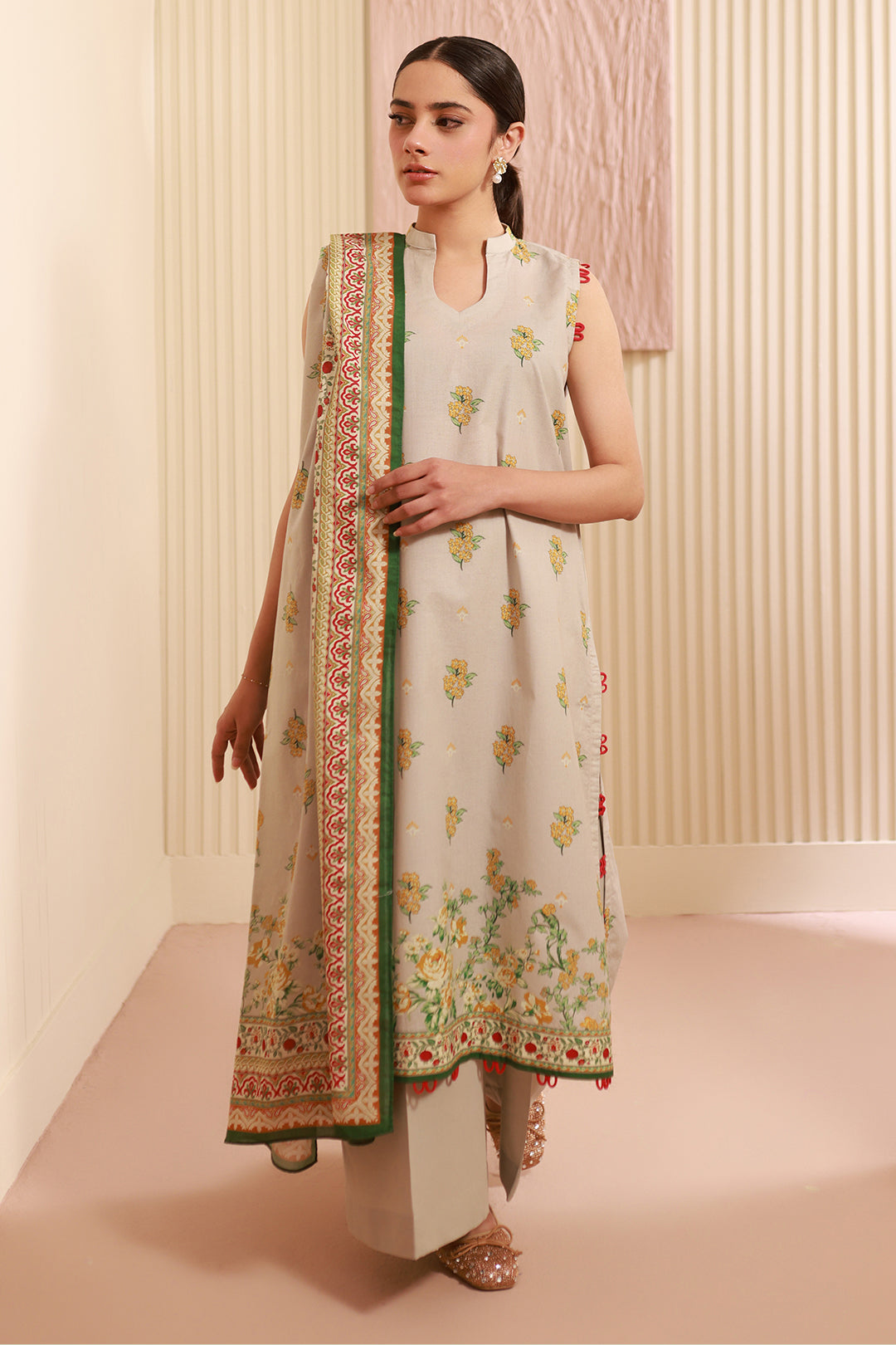 Zellbury | Unstitched 3 Piece Cambric | Shirt Shalwar Dupatta - 0633