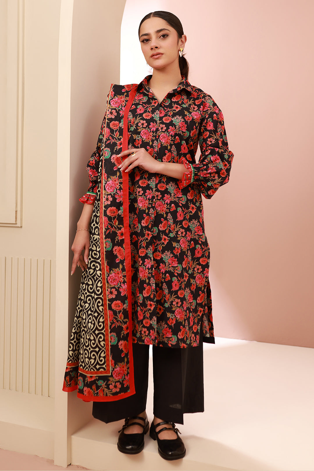 Zellbury | Unstitched 3 Piece Cambric | Shirt Shalwar Dupatta - 0636