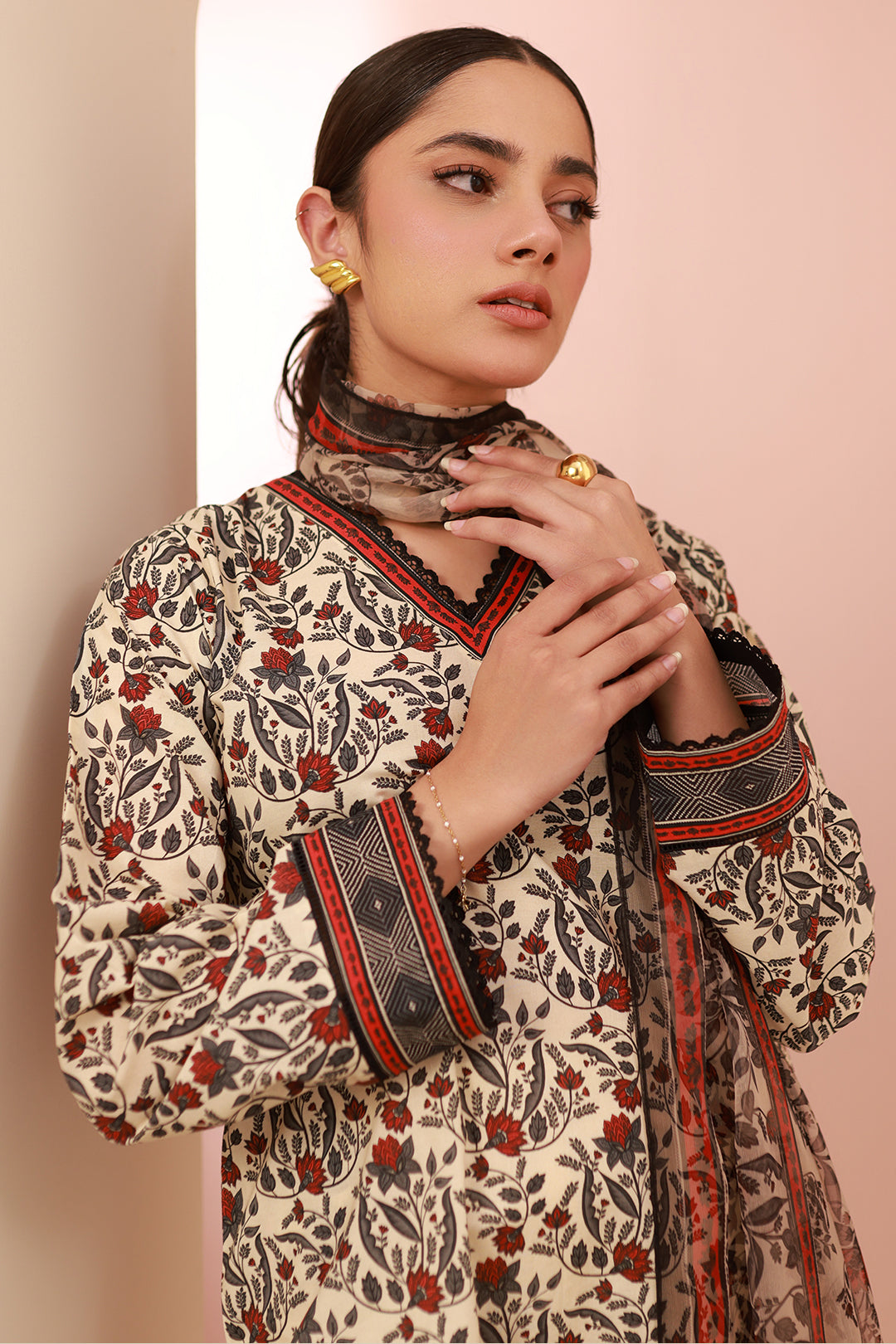 Zellbury | Unstitched 3 Piece Cambric | Shirt Shalwar Dupatta - 0658 Default Title