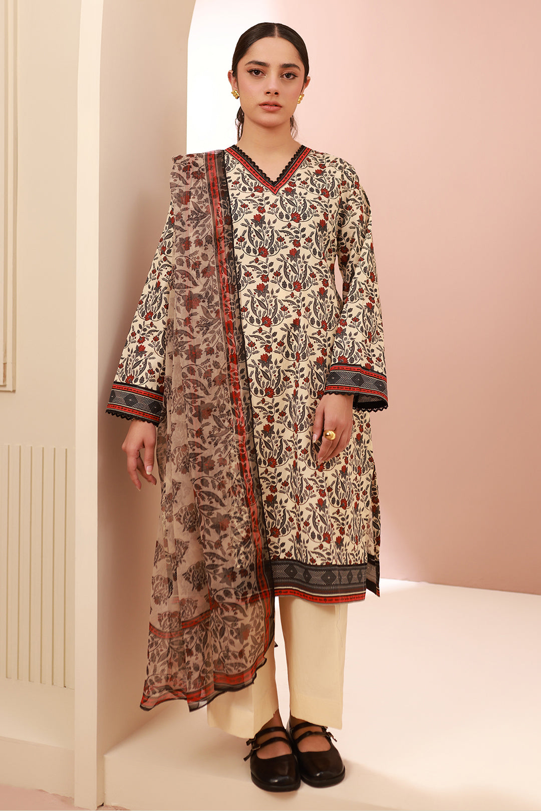 Zellbury | Unstitched 3 Piece Cambric | Shirt Shalwar Dupatta - 0658