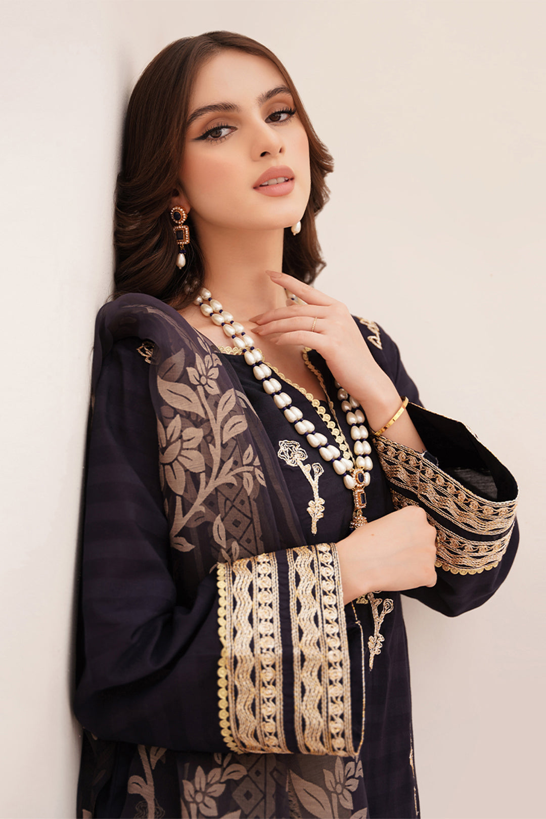 Zellbury | Unstitched 3 Piece Lawn | Embroidered Shirt Shalwar Dupatta - 0355 Default Title