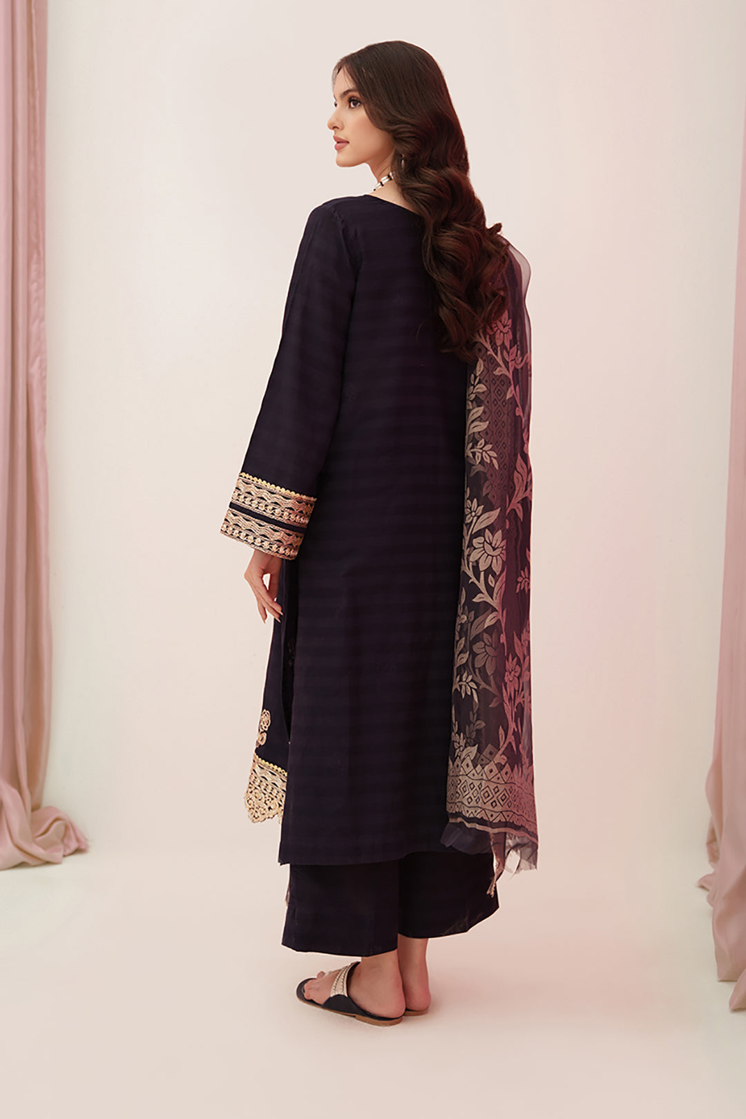 Zellbury | Unstitched 3 Piece Lawn | Embroidered Shirt Shalwar Dupatta - 0355