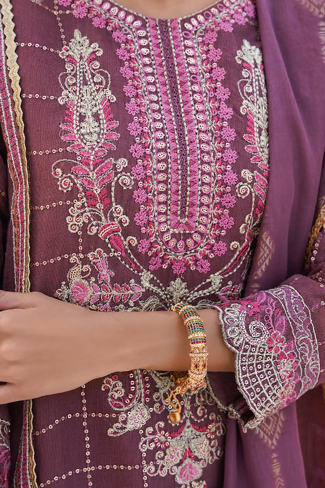 Zellbury | Unstitched 3 Piece Khaddi | Embroidered Shirt Shalwar Dupatta - 0356