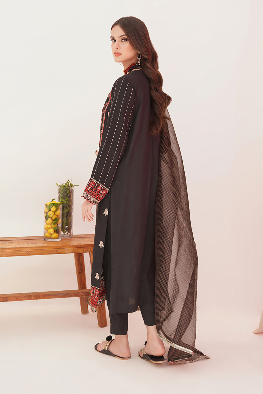Zellbury | Unstitched 3 Piece Raw Silk | Embroidered Shirt Shalwar Dupatta - 0357